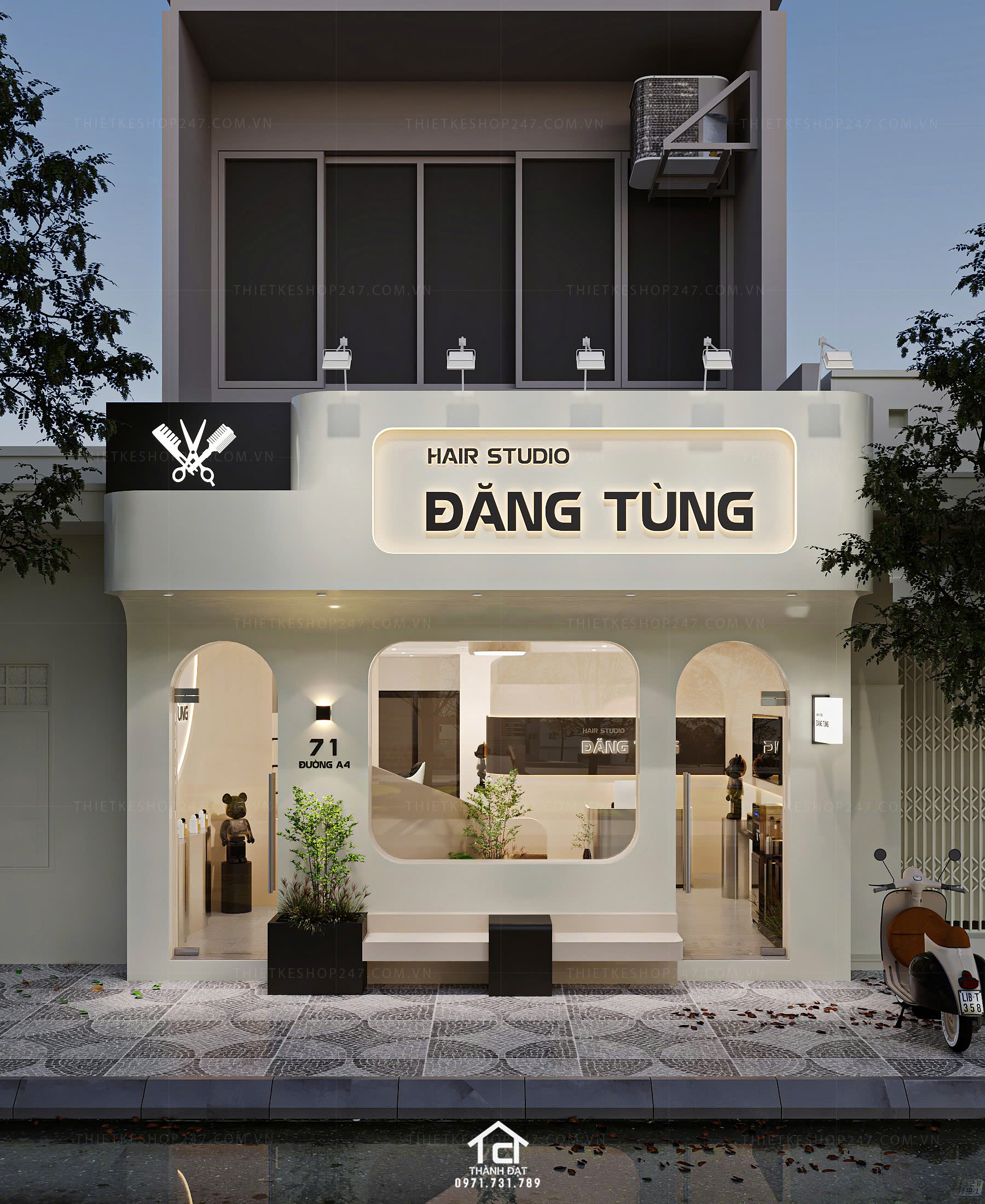 thiết kế salon tóc đẹp hiện đại