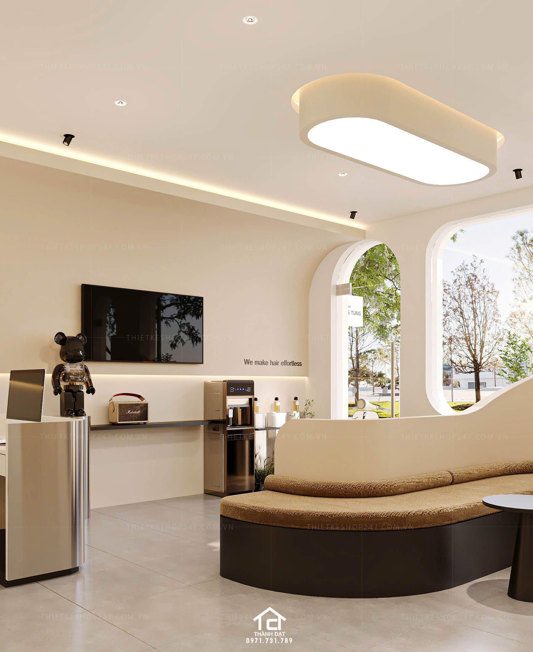 thiết kế salon tóc đẹp phong cách