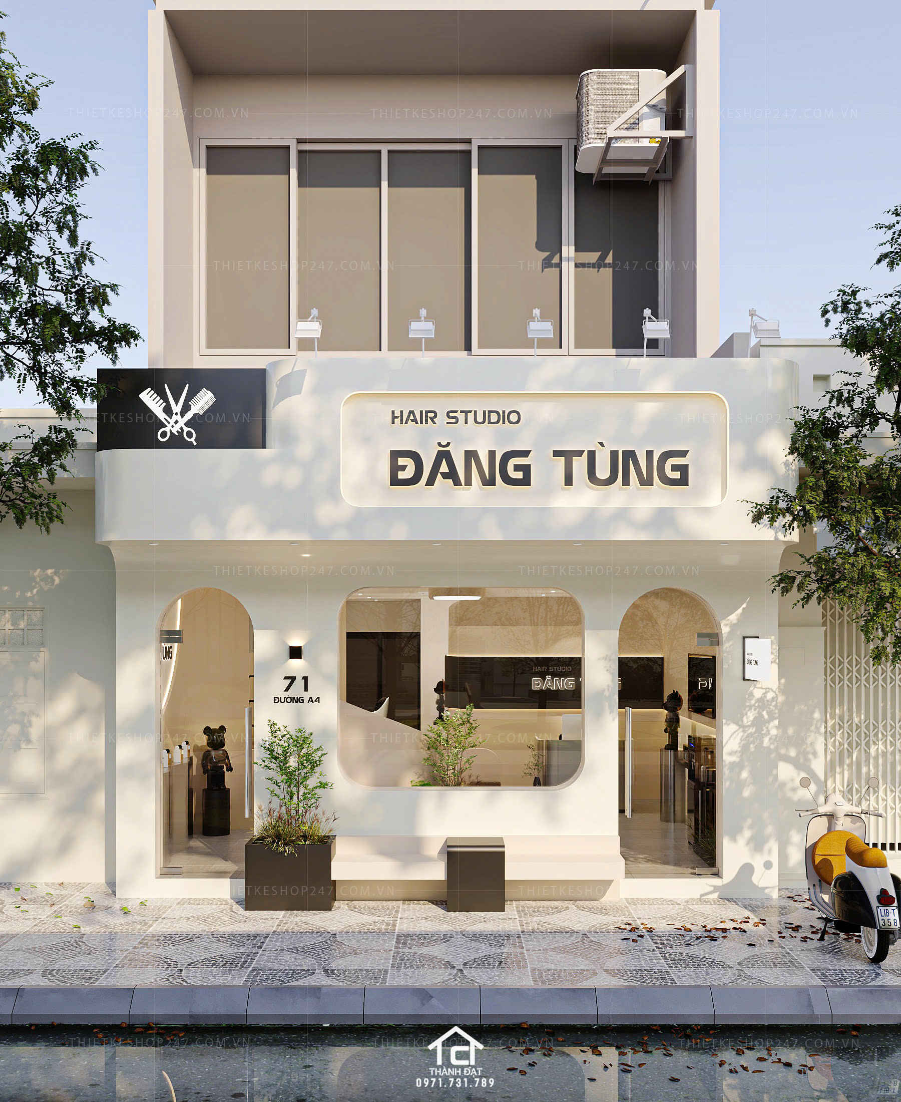 thiết kế salon tóc đẹp sang trọng