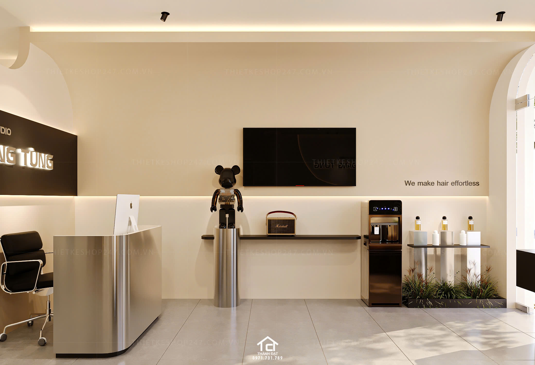 thiết kế salon tóc đẹp thu hút