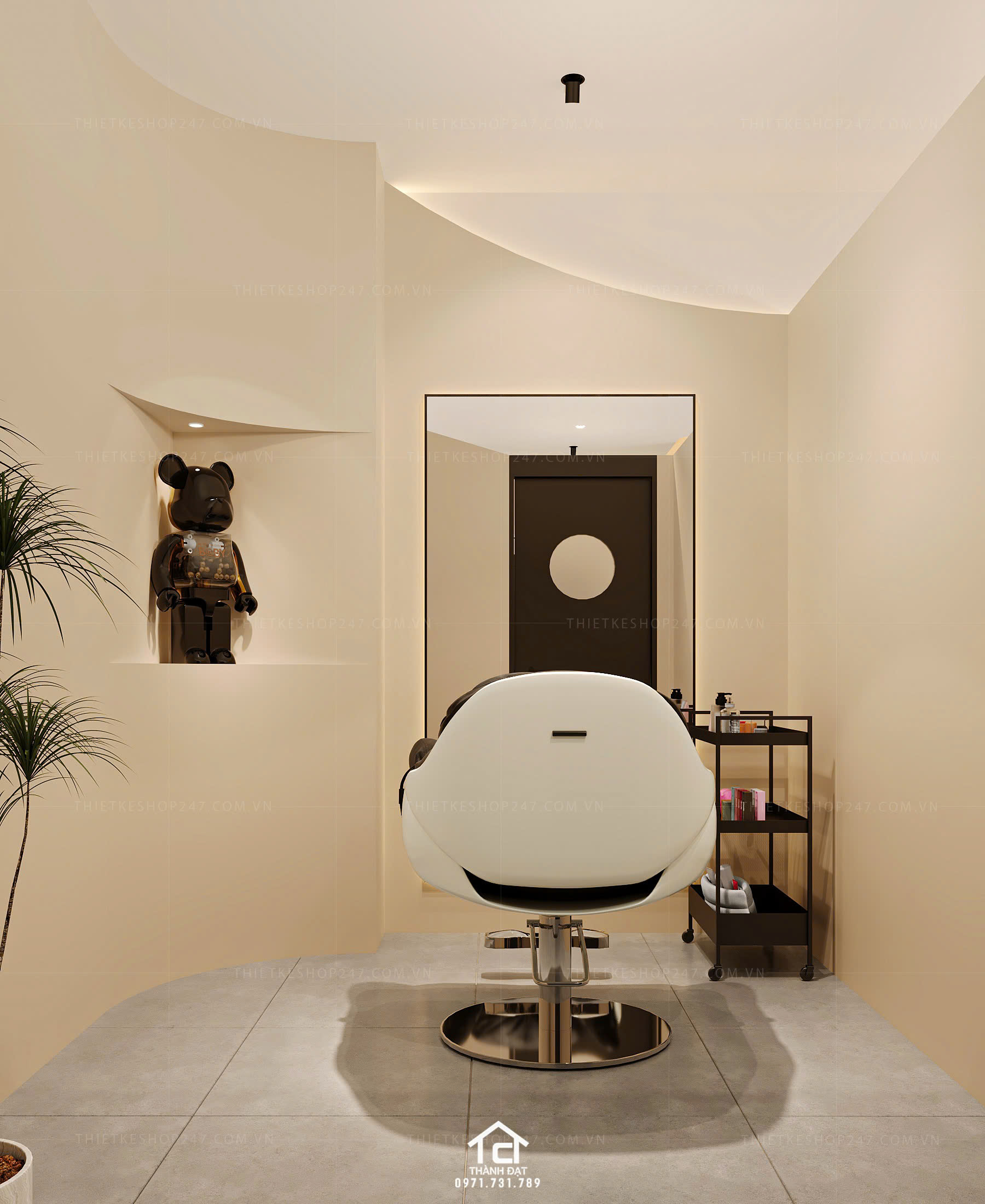 thiết kế salon tóc đẹp xinh