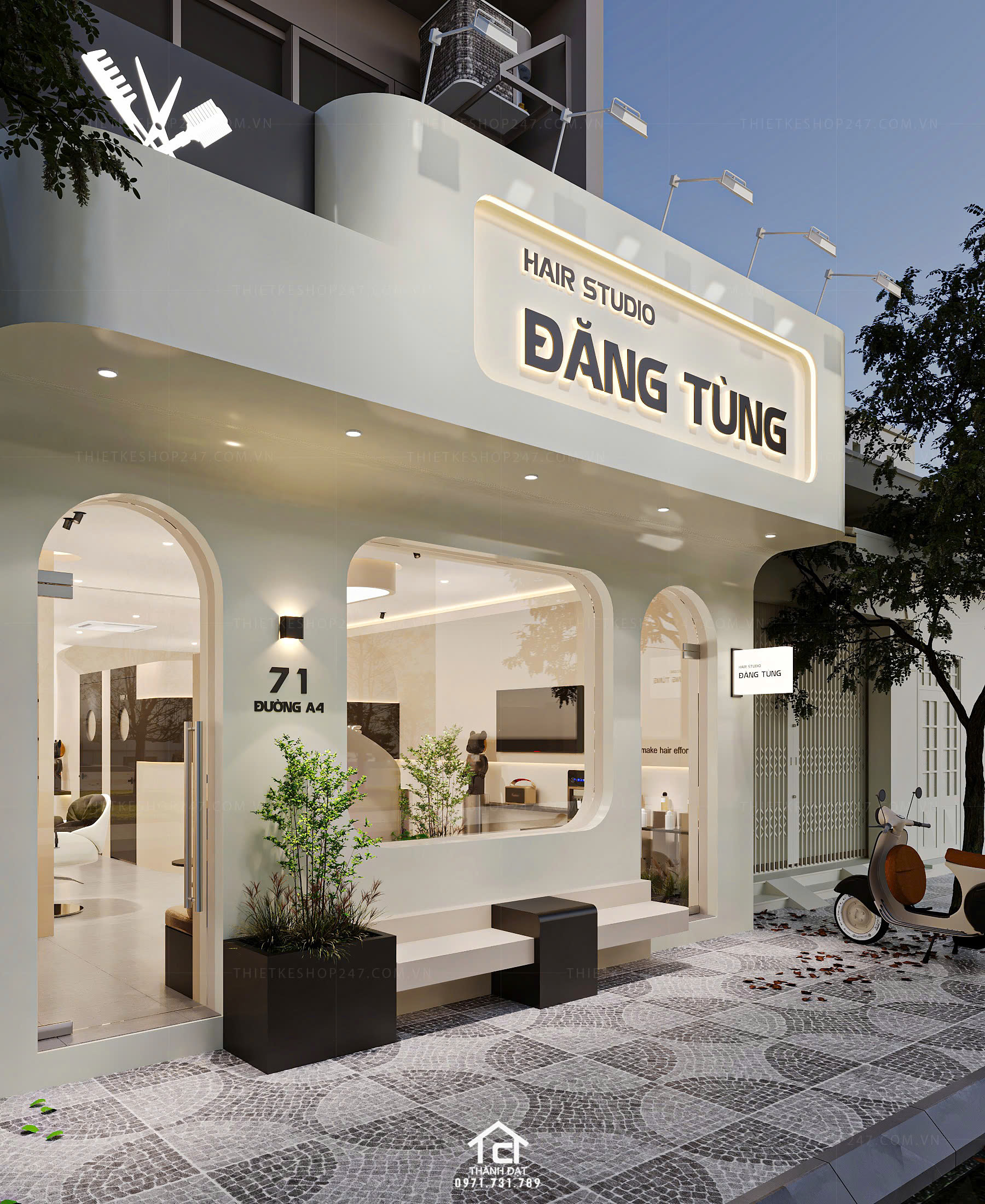 thiết kế salon tóc đẹp