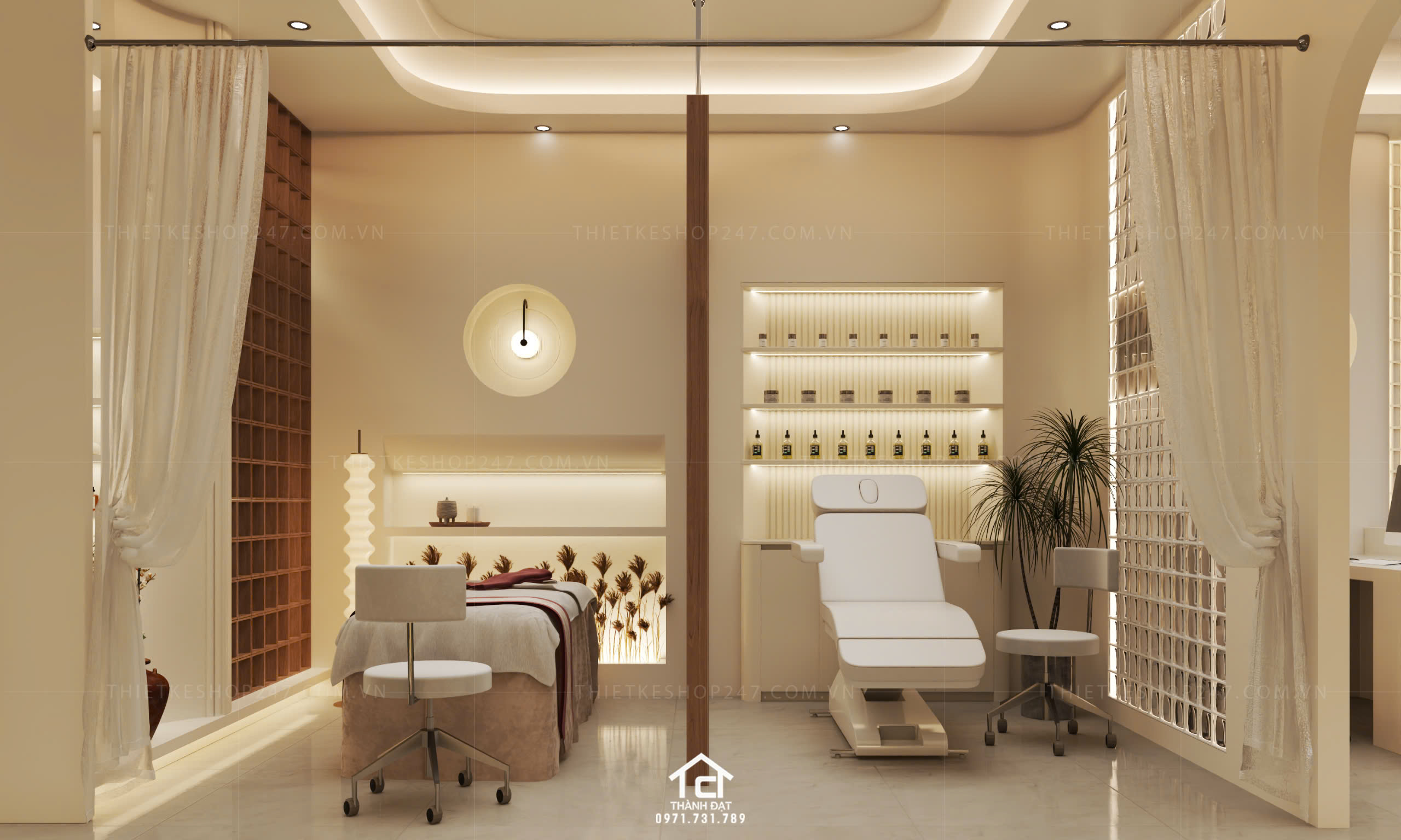 thiết kế spa đẹp dịu dàng