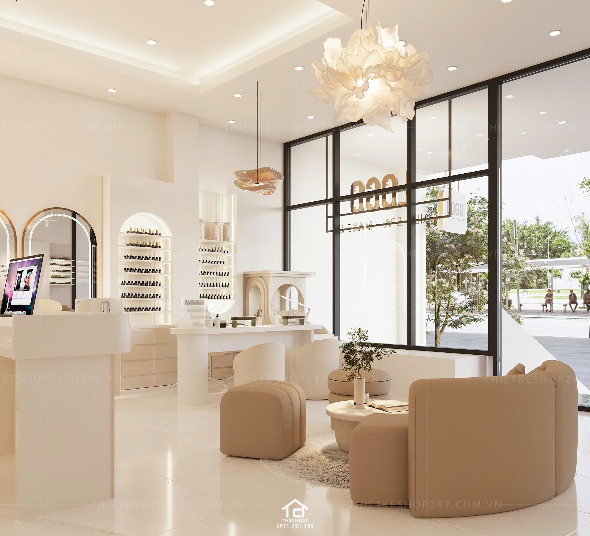 thiết kế spa đẹp dịu dàng