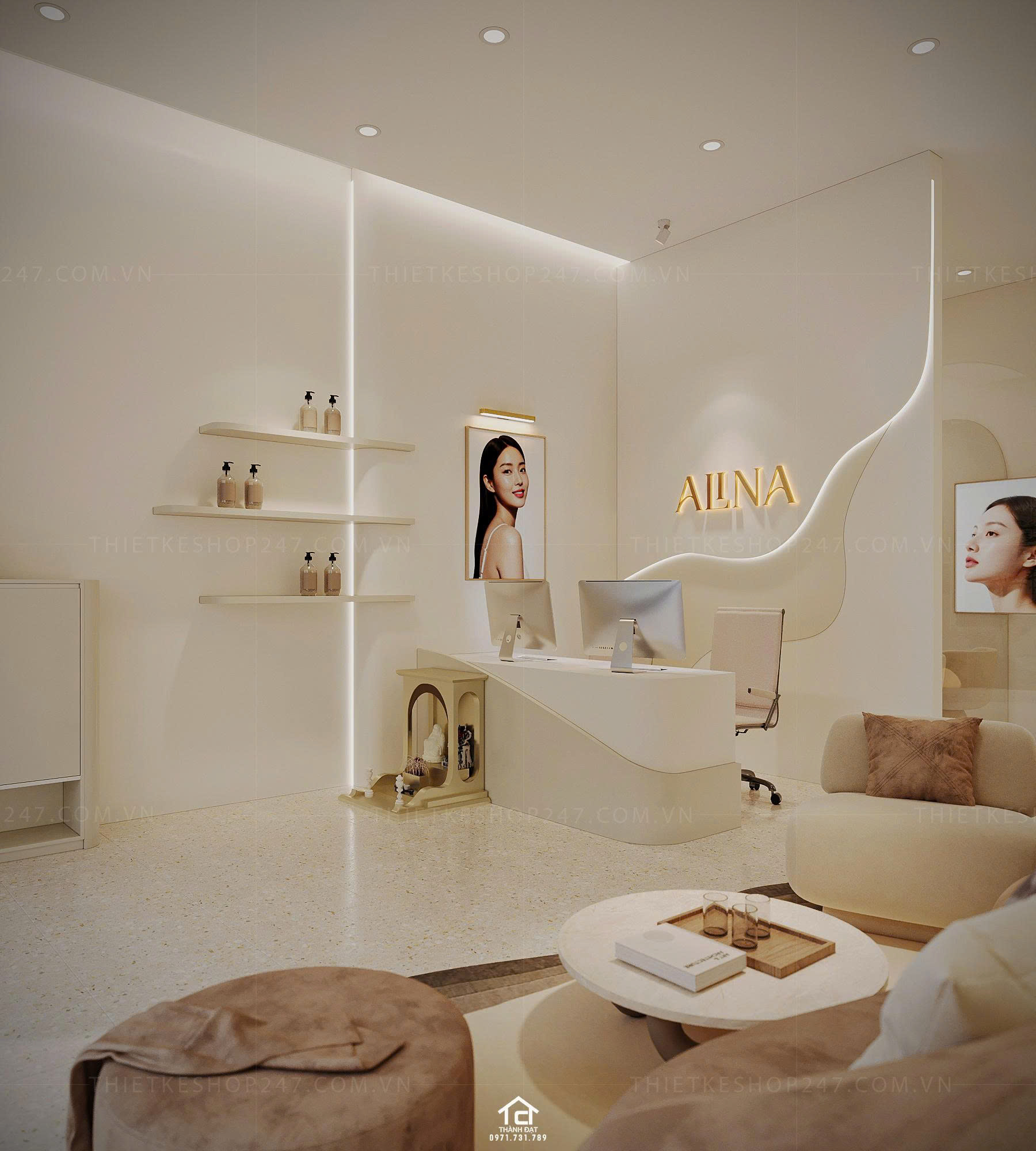 thiết kế spa đẹp dịu dàng