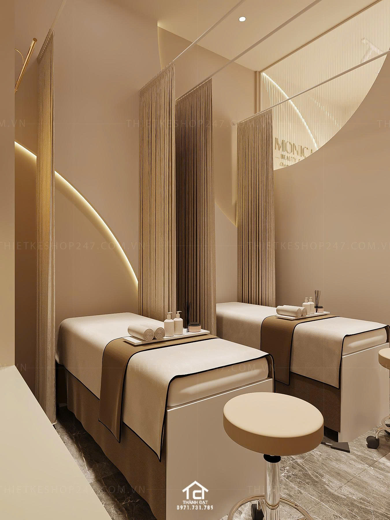 thiết kế spa đẹp màu sắc