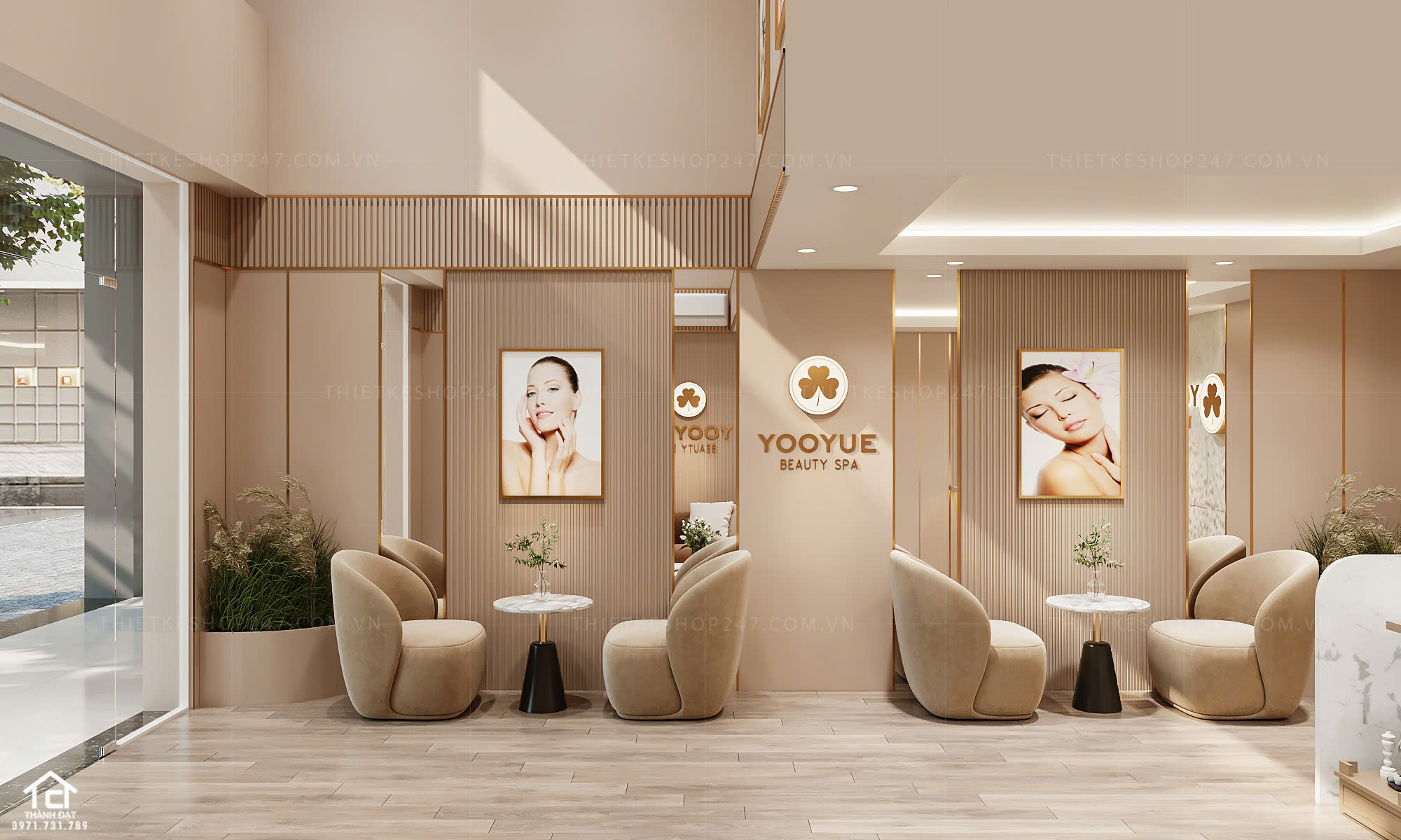 thiết kế spa đẹp nữ tính