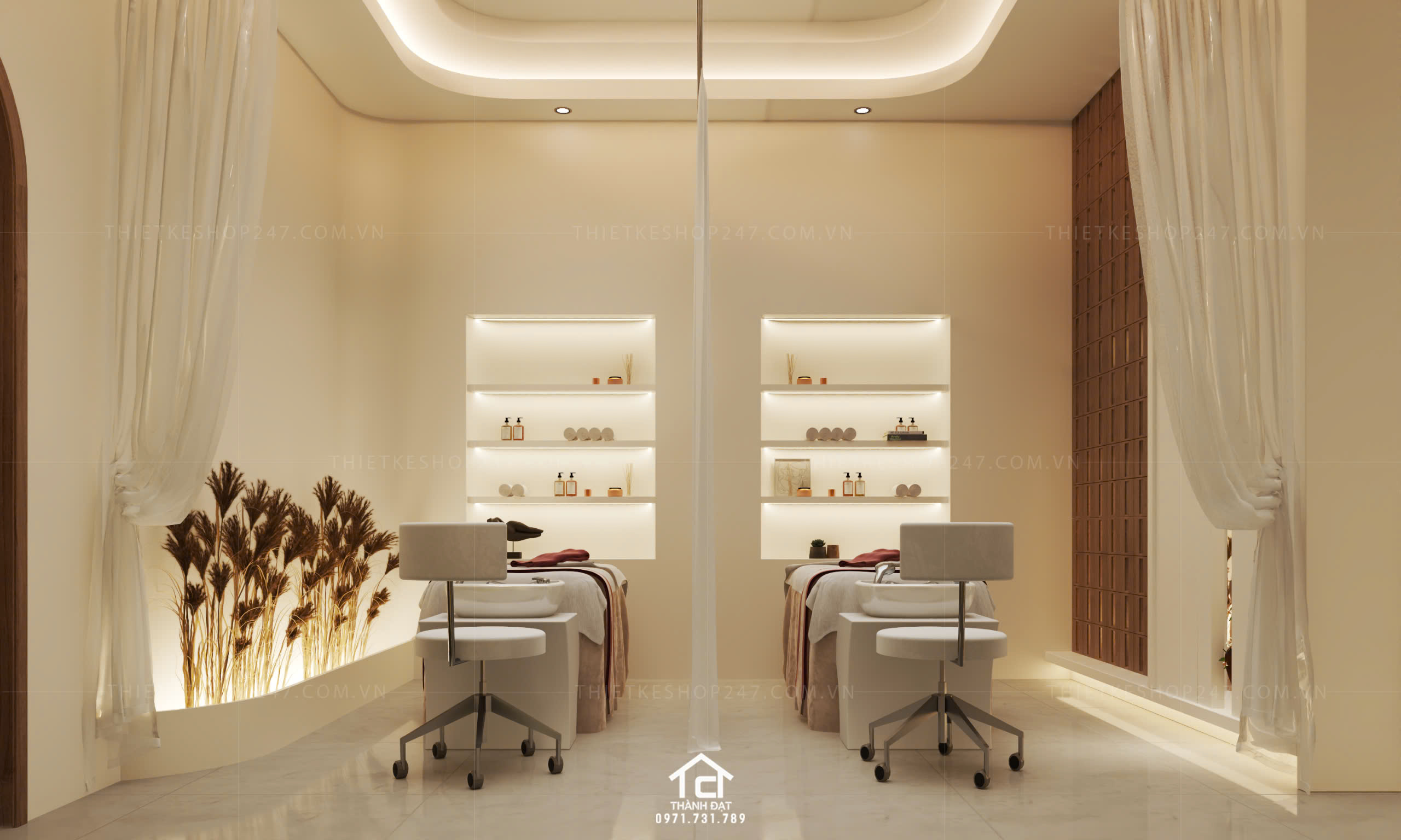 thiết kế spa đẹp nữ tính