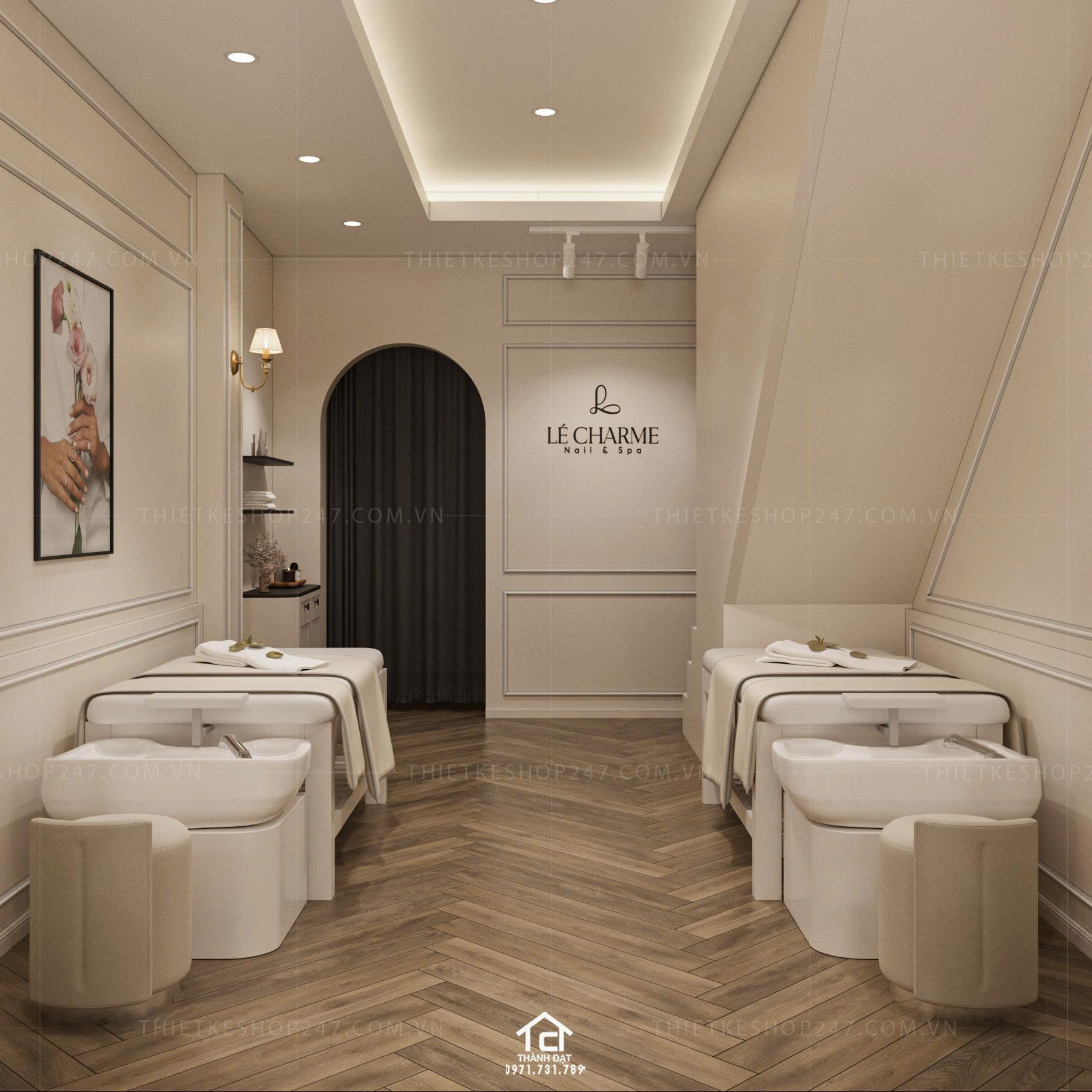 thiết kế spa đẹp nữ tính