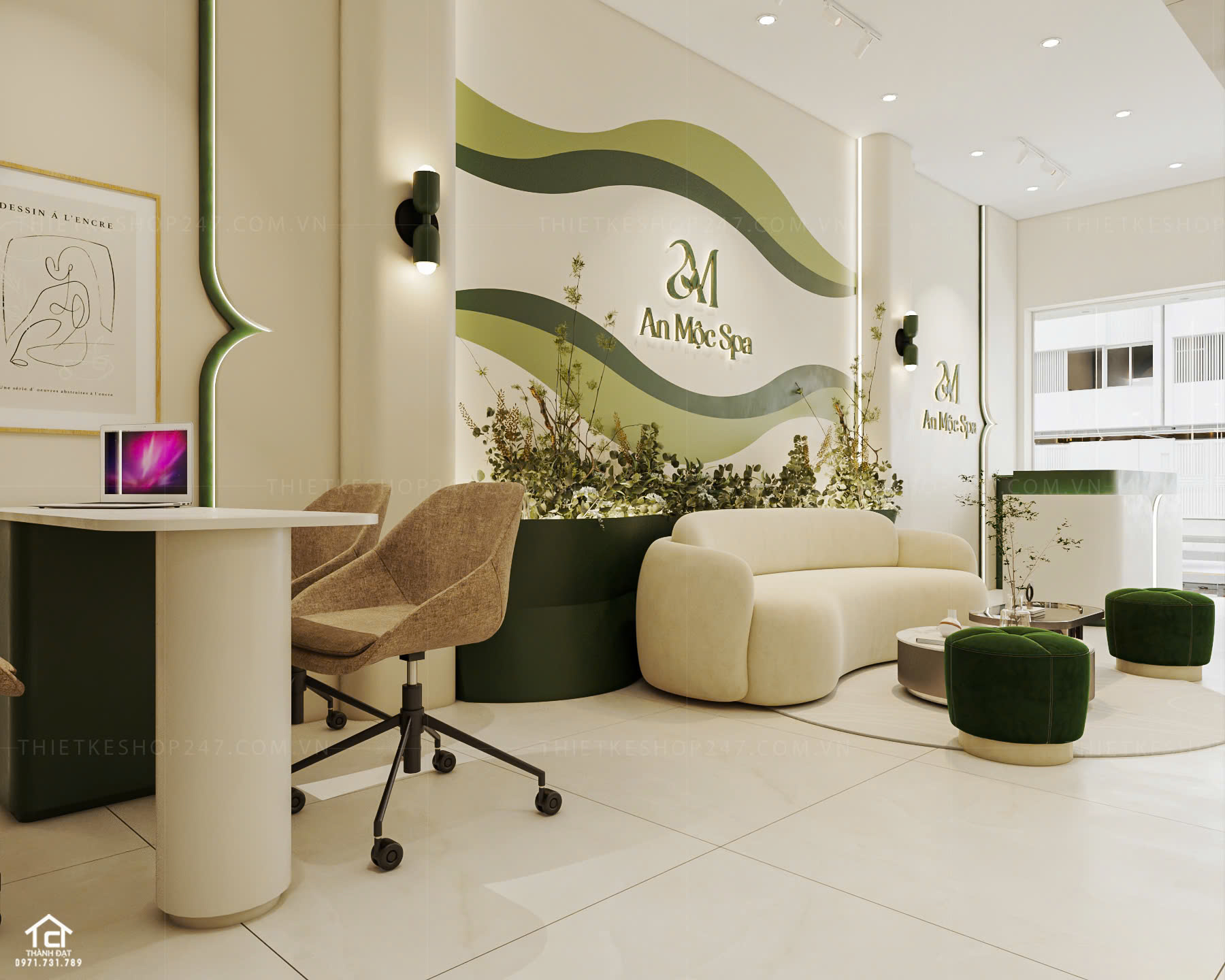 thiết kế spa đẹp sinh động