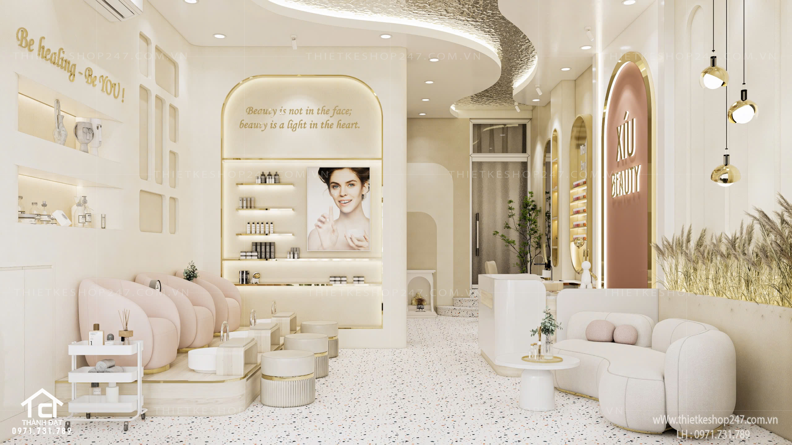 Mẫu thiết kế spa đẹp sang trọng và hiện đại – XÍU BEAUTY