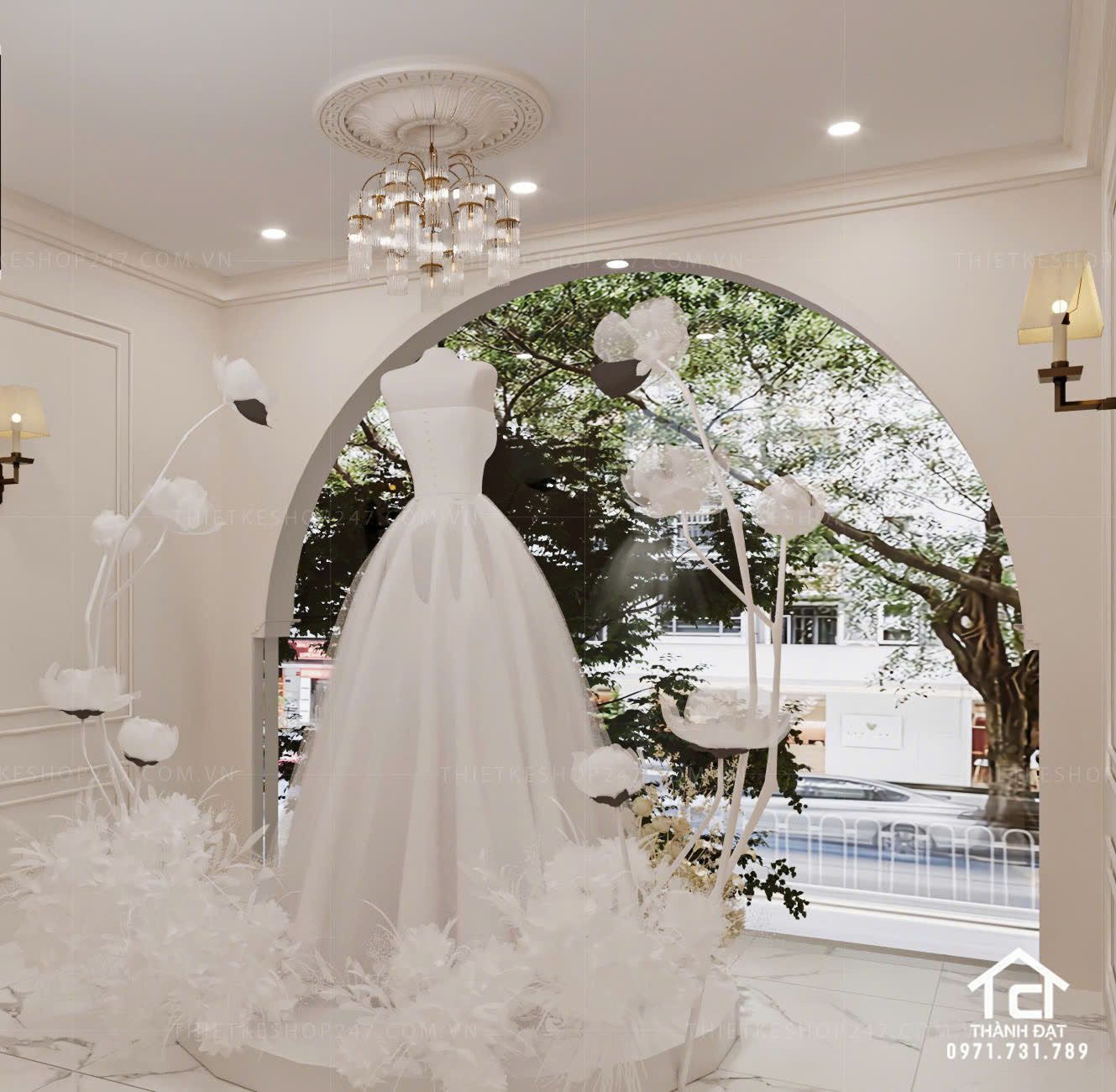thiết kế studio áo cưới đẹp ấn tượng