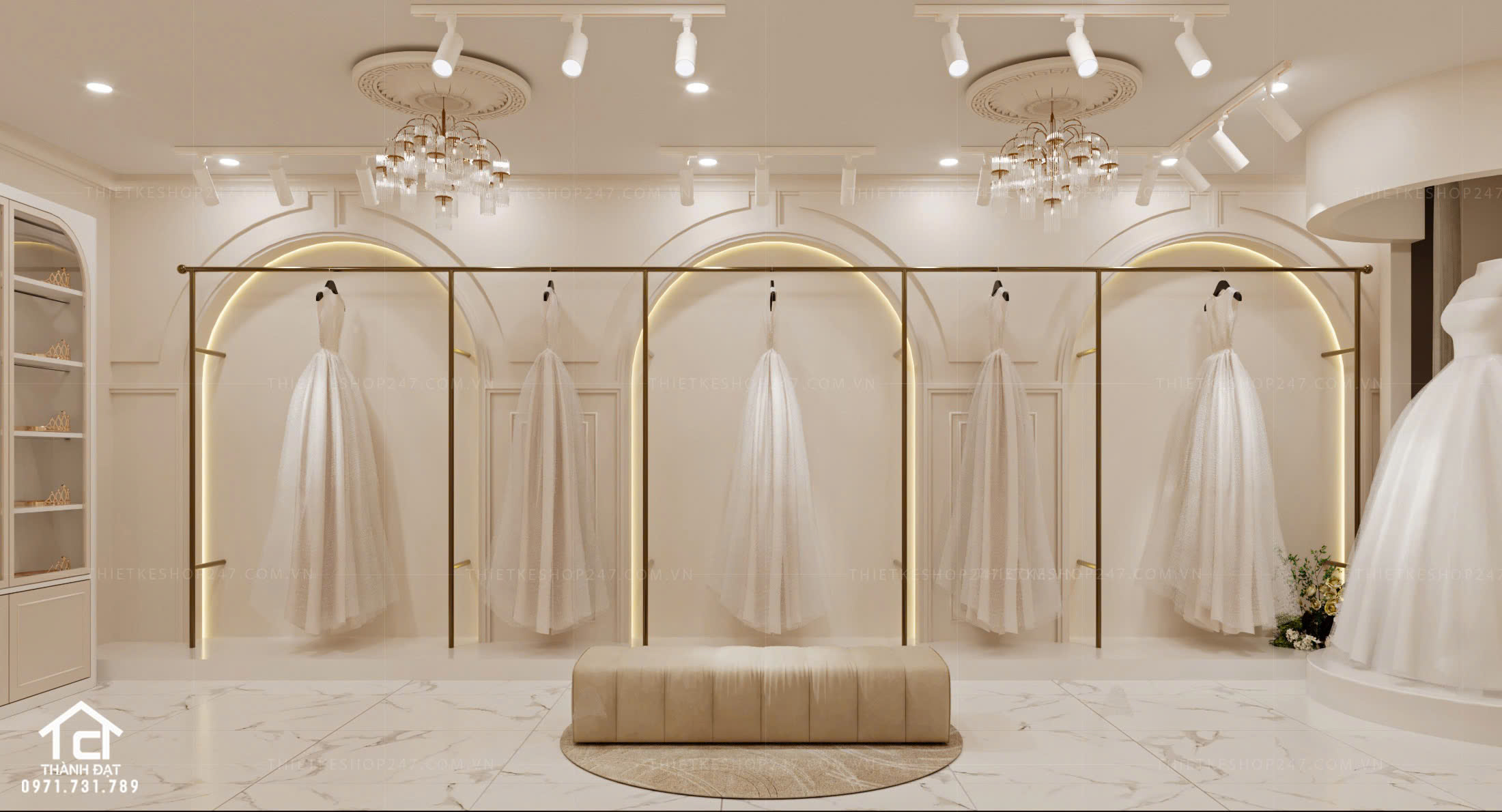 thiết kế studio áo cưới đẹp sang chảnh