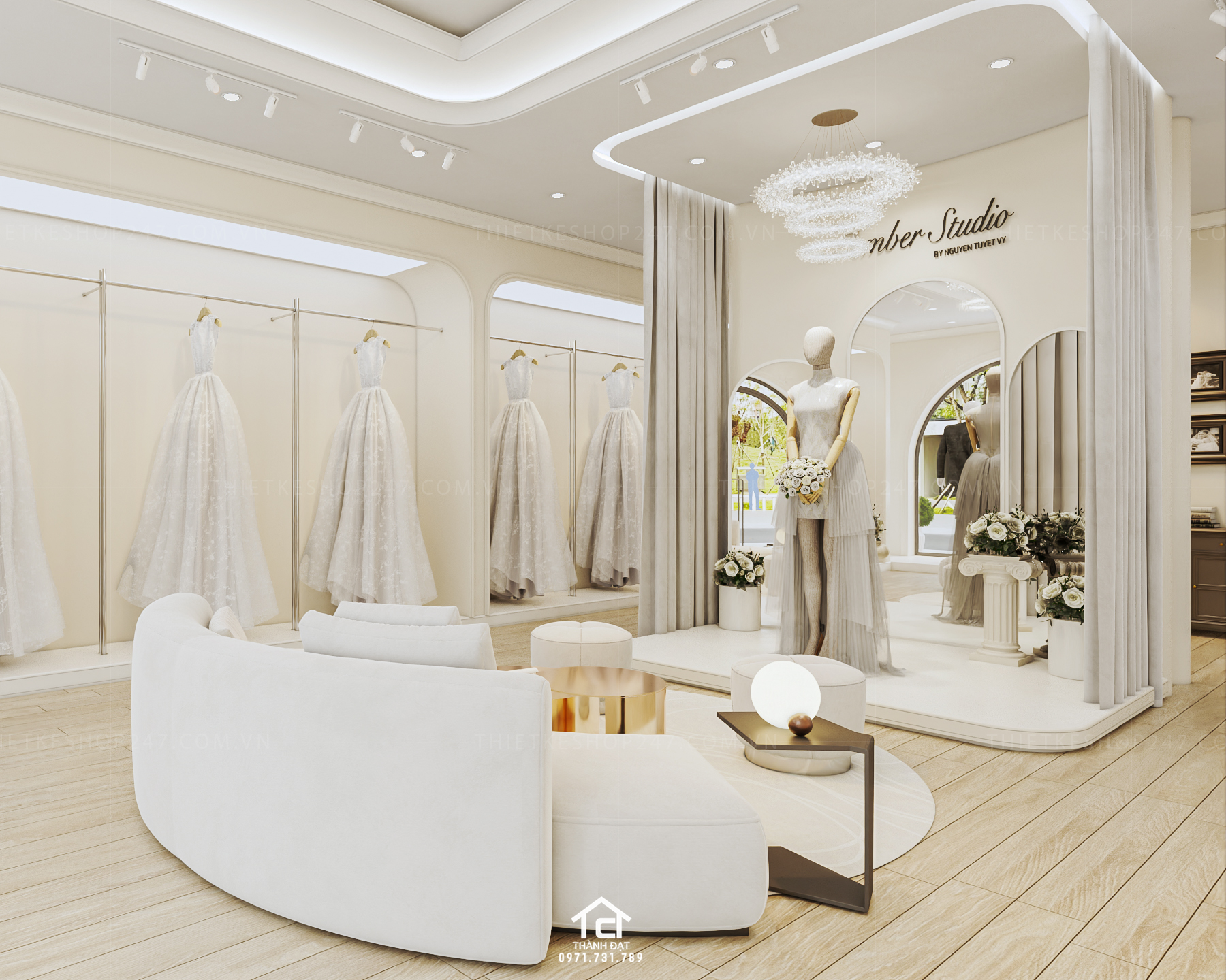 thiết kế studio áo cưới đẹp ấn tượng