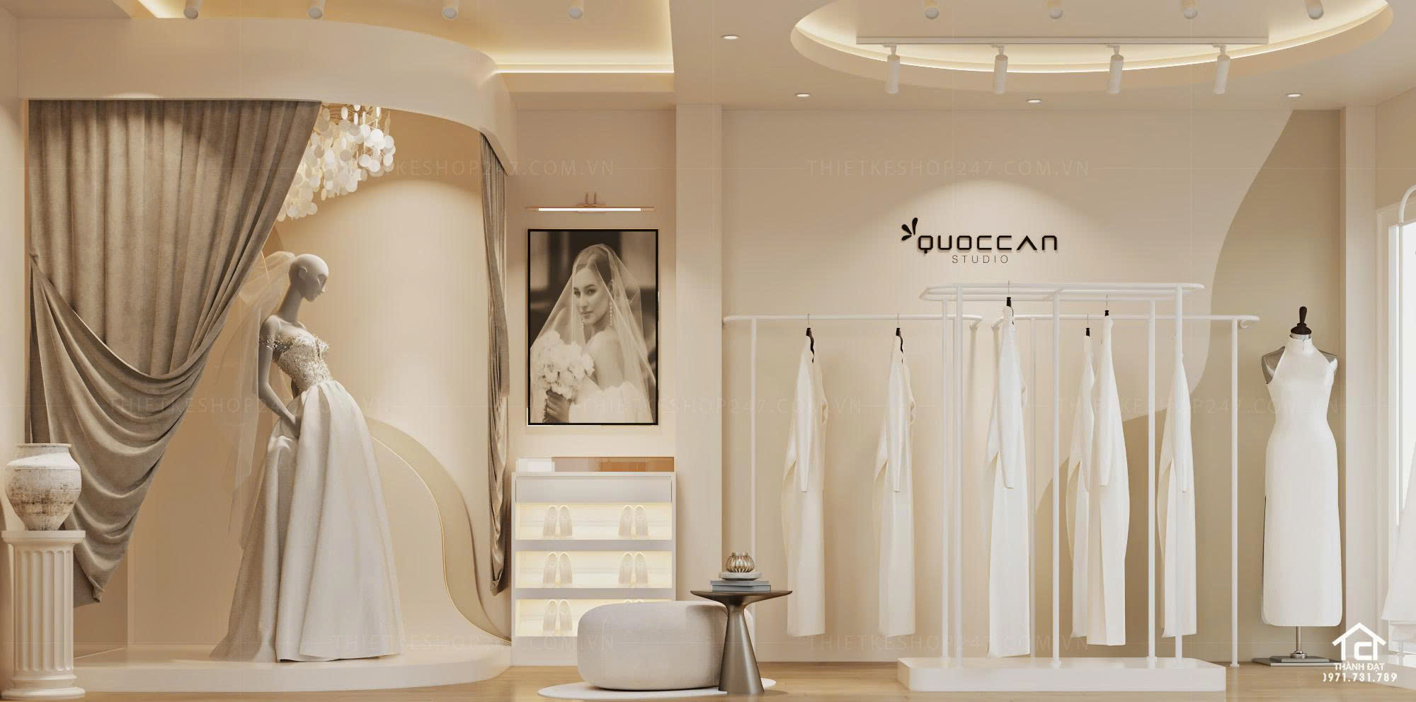 thiết kế studio áo cưới đẹp ấn tượng