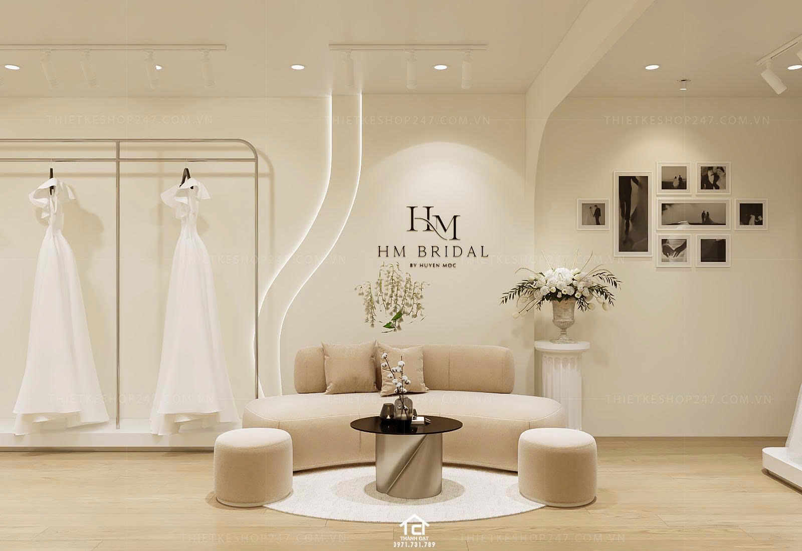 thiết kế studio áo cưới đẹp ấn tượng
