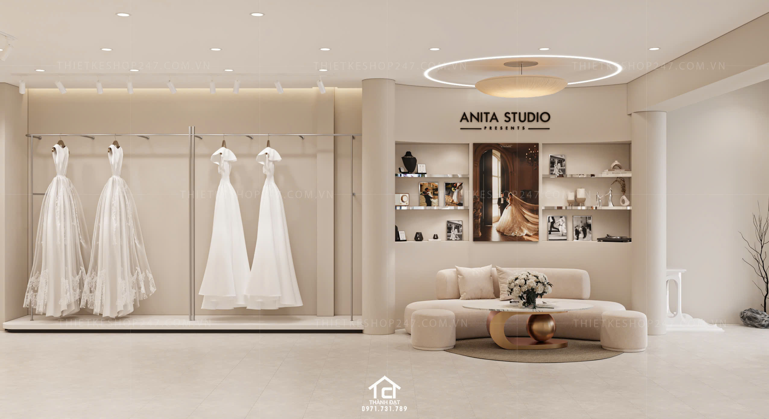 thiết kế studio áo cưới đẹp ấn tượng