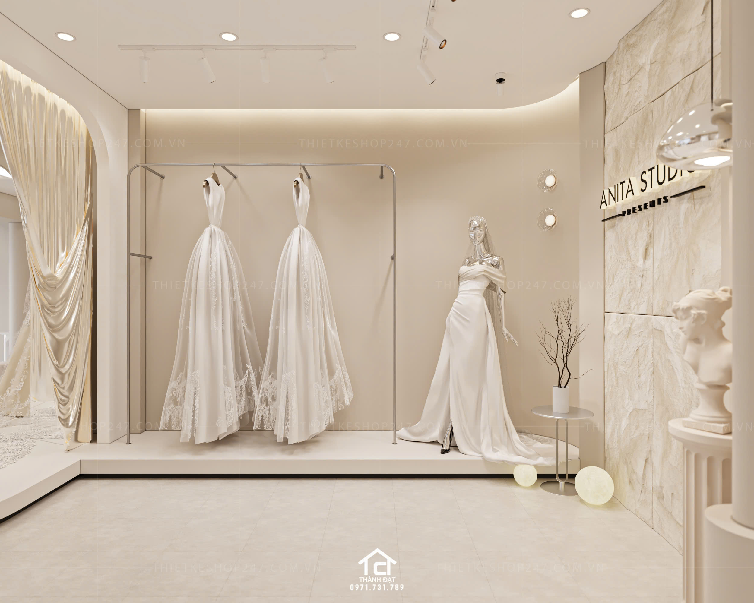 thiết kế studio áo cưới đẹp hài hòa