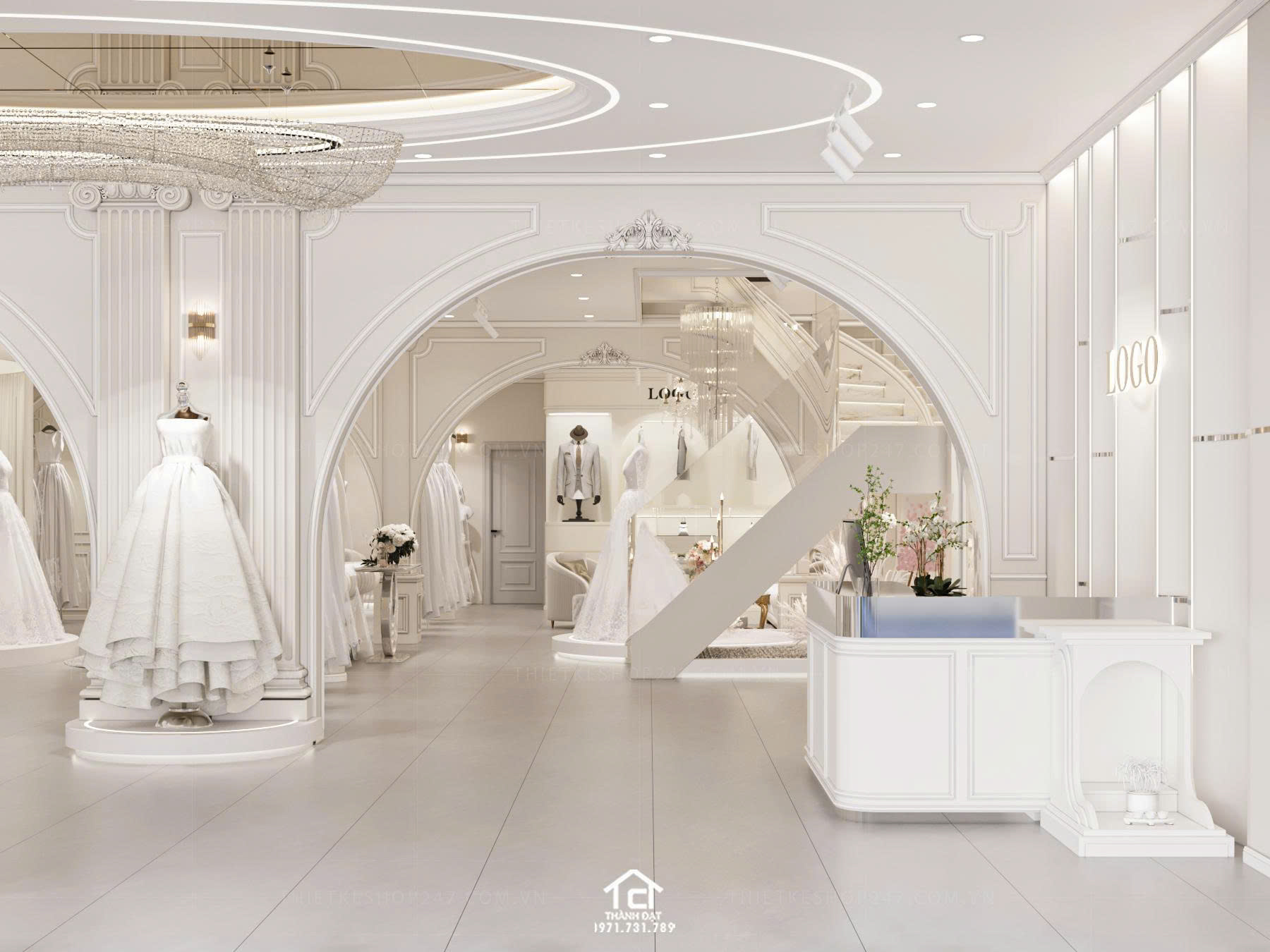 thiết kế studio áo cưới đẹp hiện đại