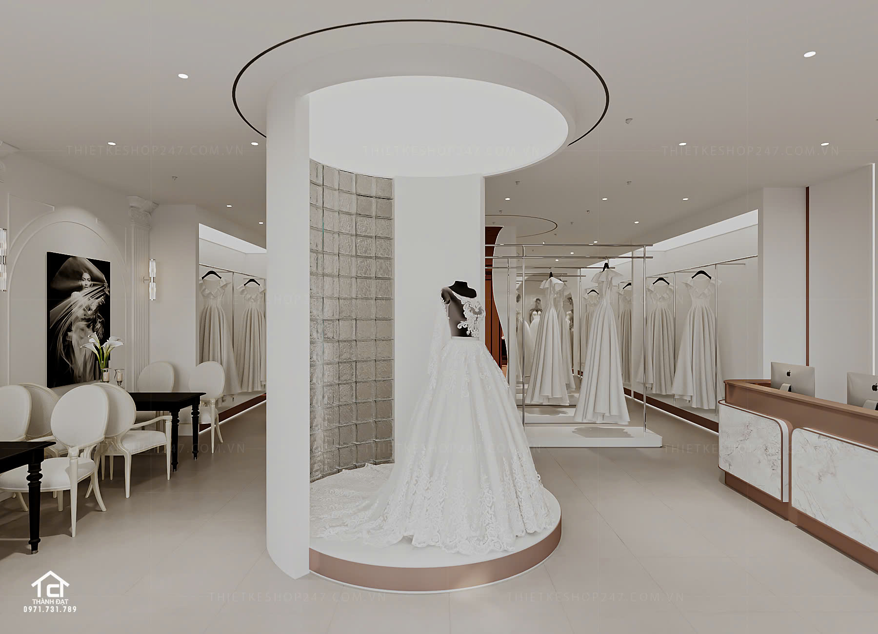 thiết kế studio áo cưới đẹp hiện đại