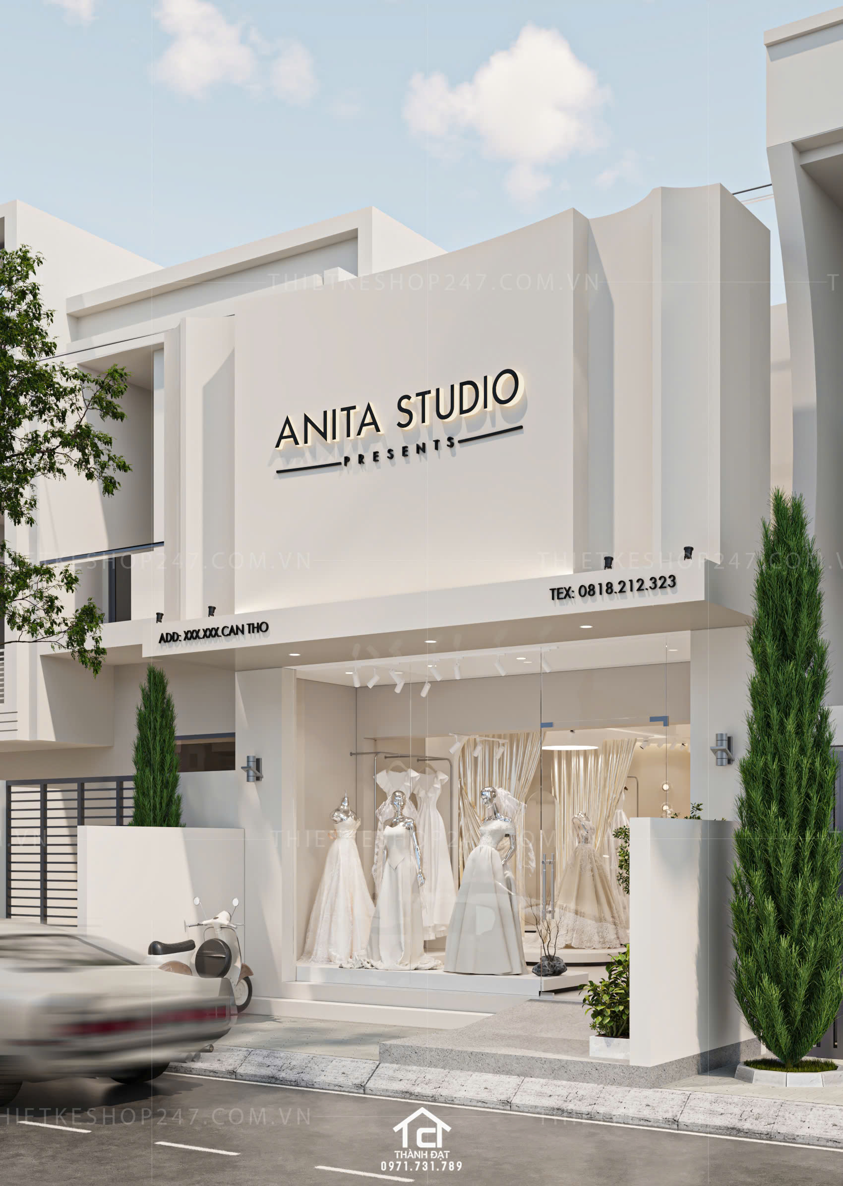 thiết kế studio áo cưới đẹp hiện đại