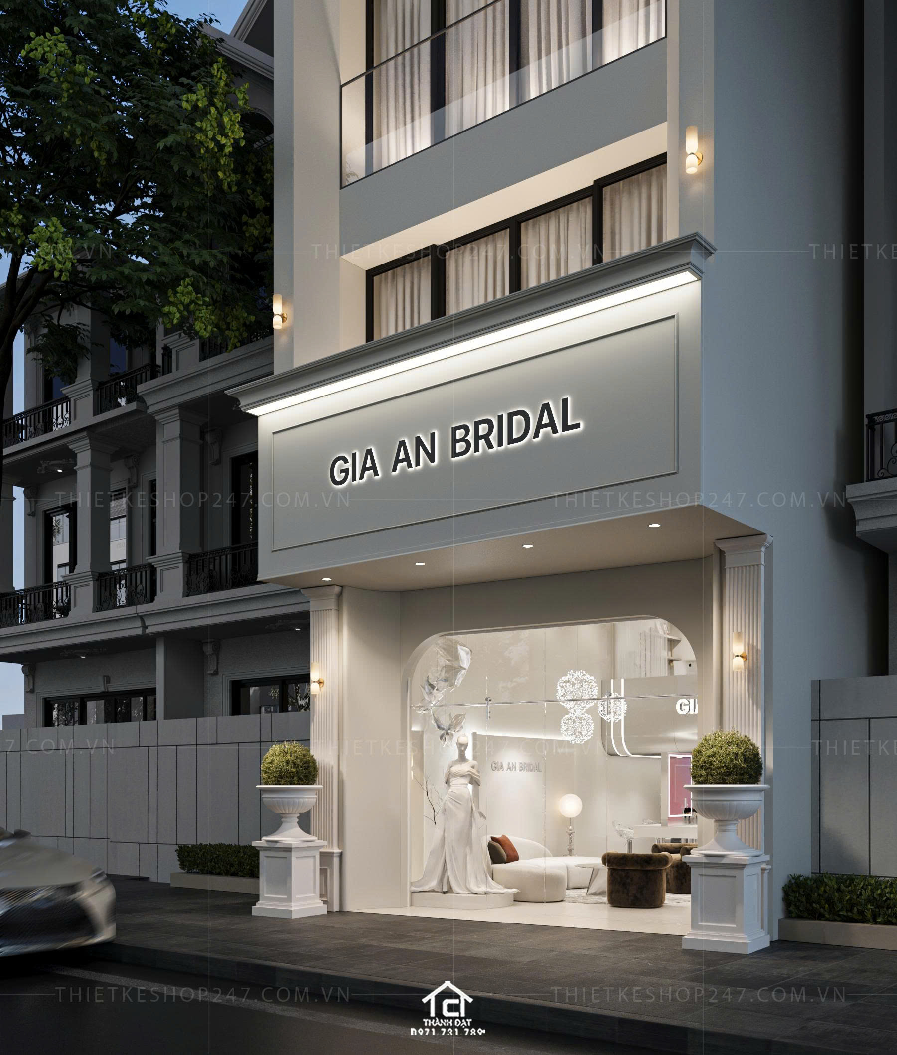 thiết kế studio áo cưới đẹp hiện đại