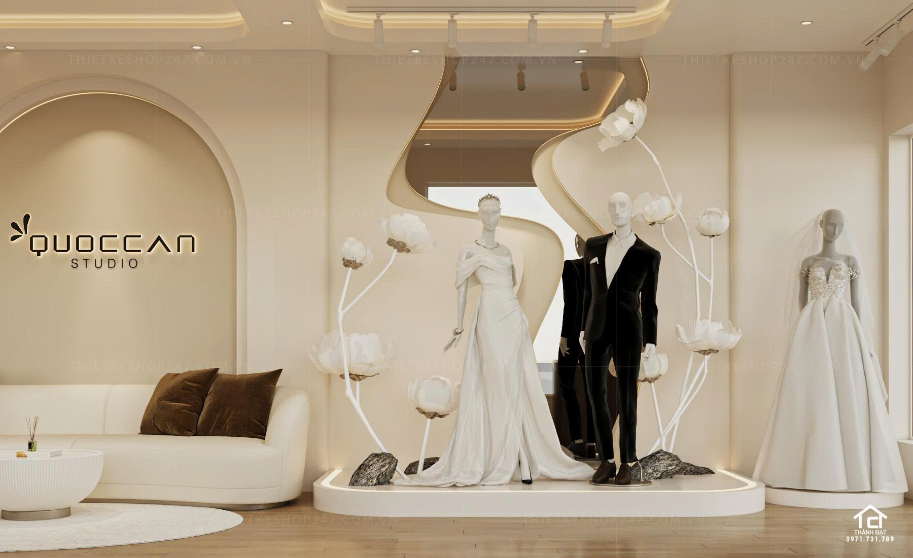 thiết kế studio áo cưới đẹp lung linh