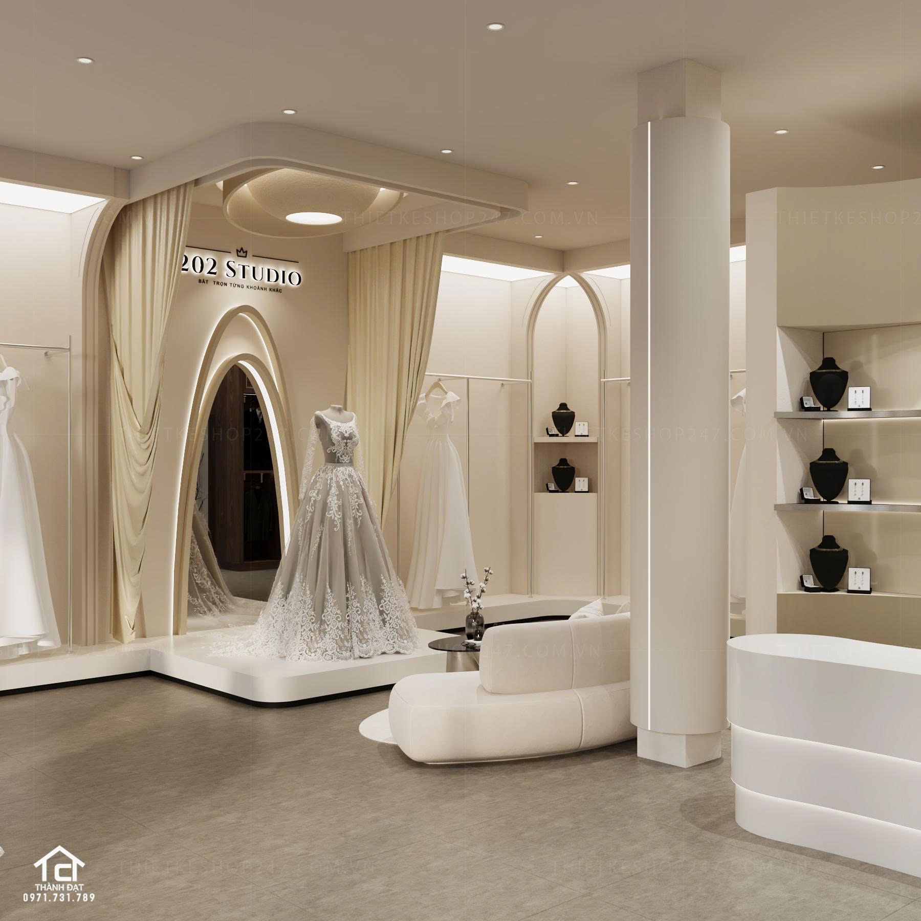 thiết kế studio áo cưới đẹp năng động