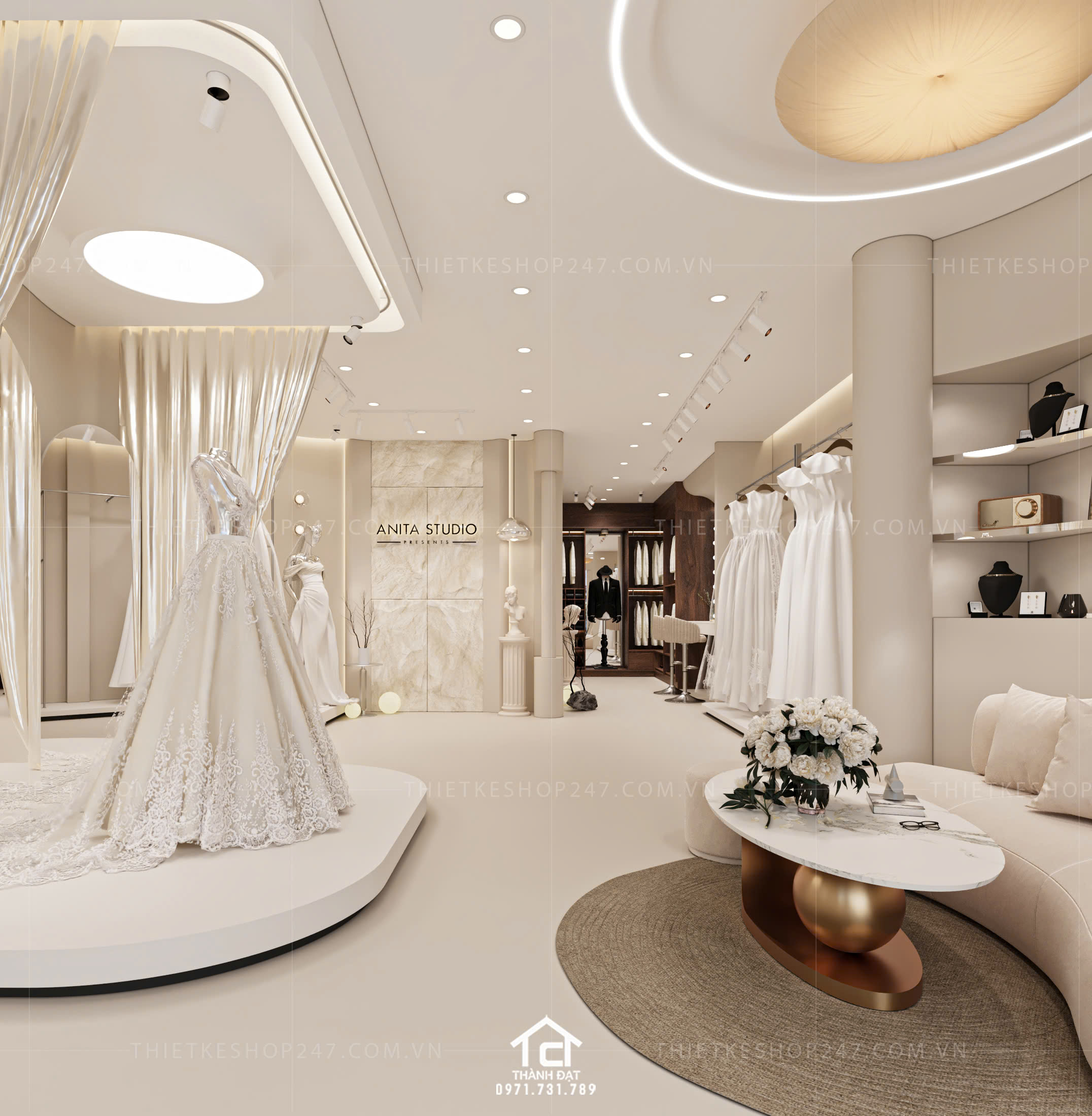 thiết kế studio áo cưới đẹp năng động