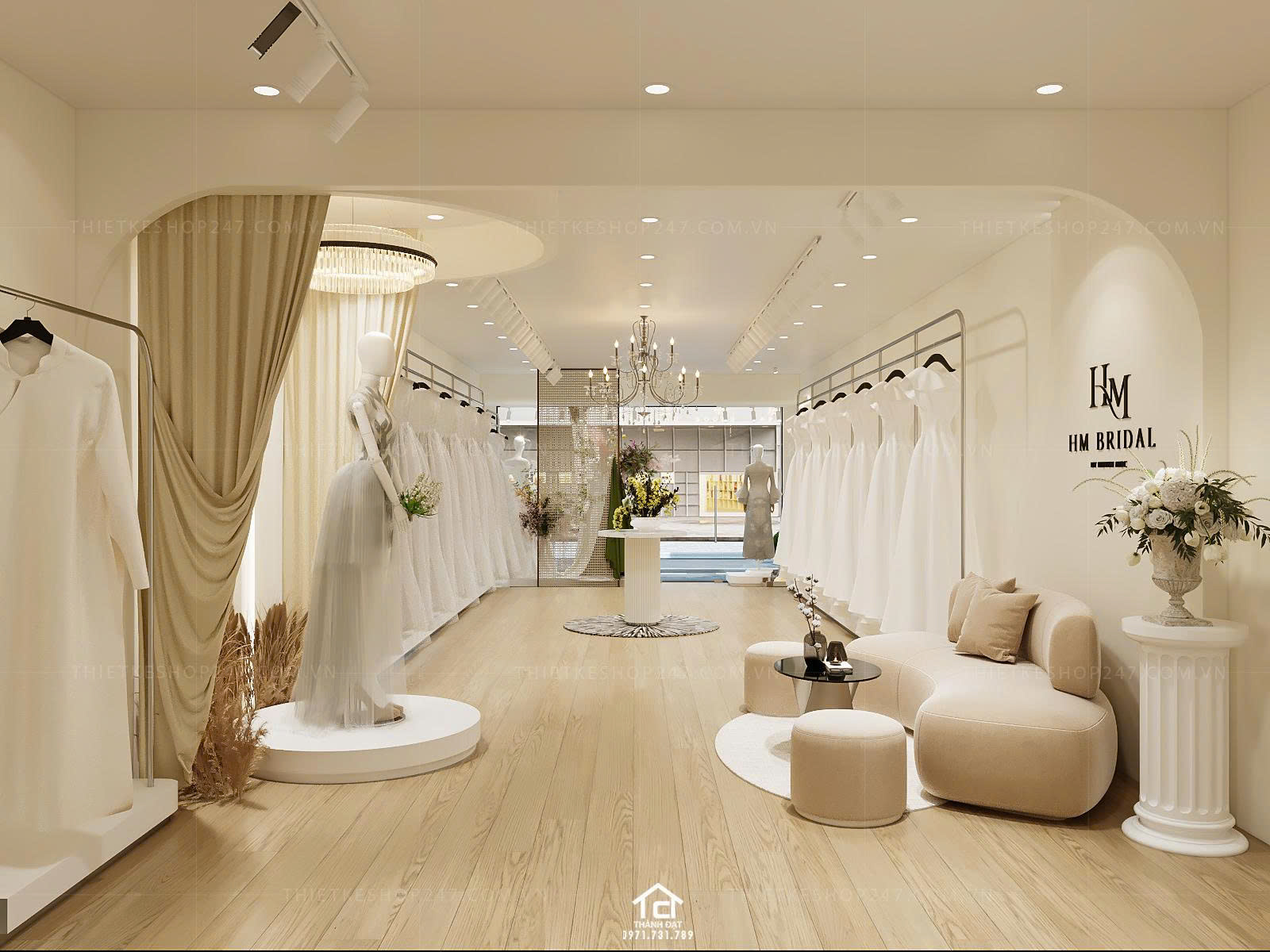 thiết kế studio áo cưới đẹp nổi bật