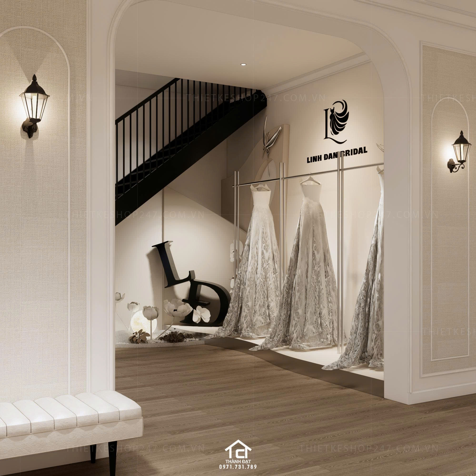 Mẫu thiết kế studio áo cưới đẹp tinh tế và sang trọng – LINH ĐAN BRIDAL