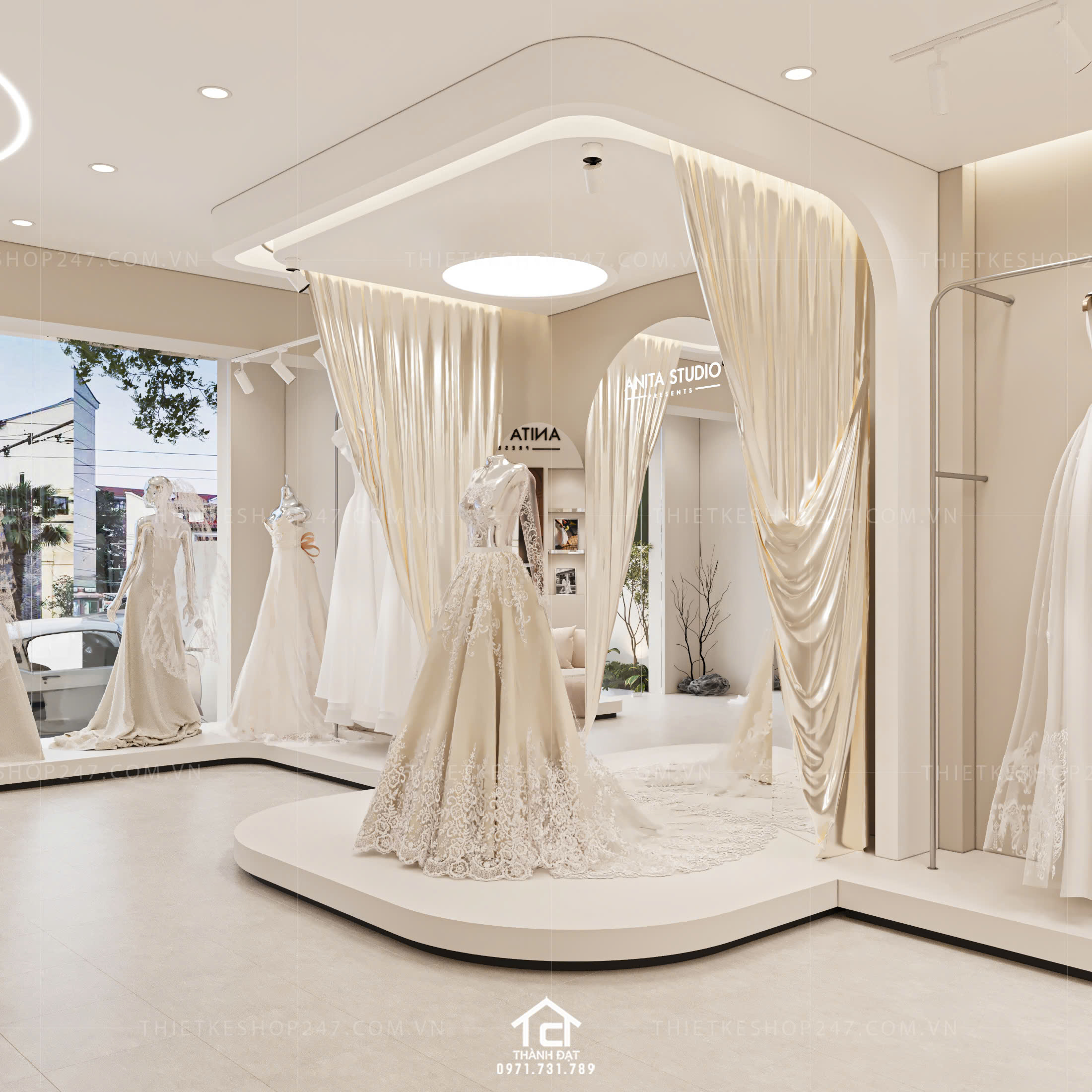 thiết kế studio áo cưới đẹp rộng lớn