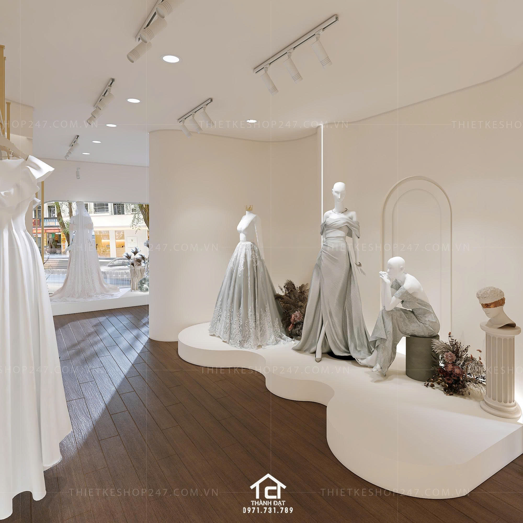 thiết kế studio áo cưới đẹp sang chảnh