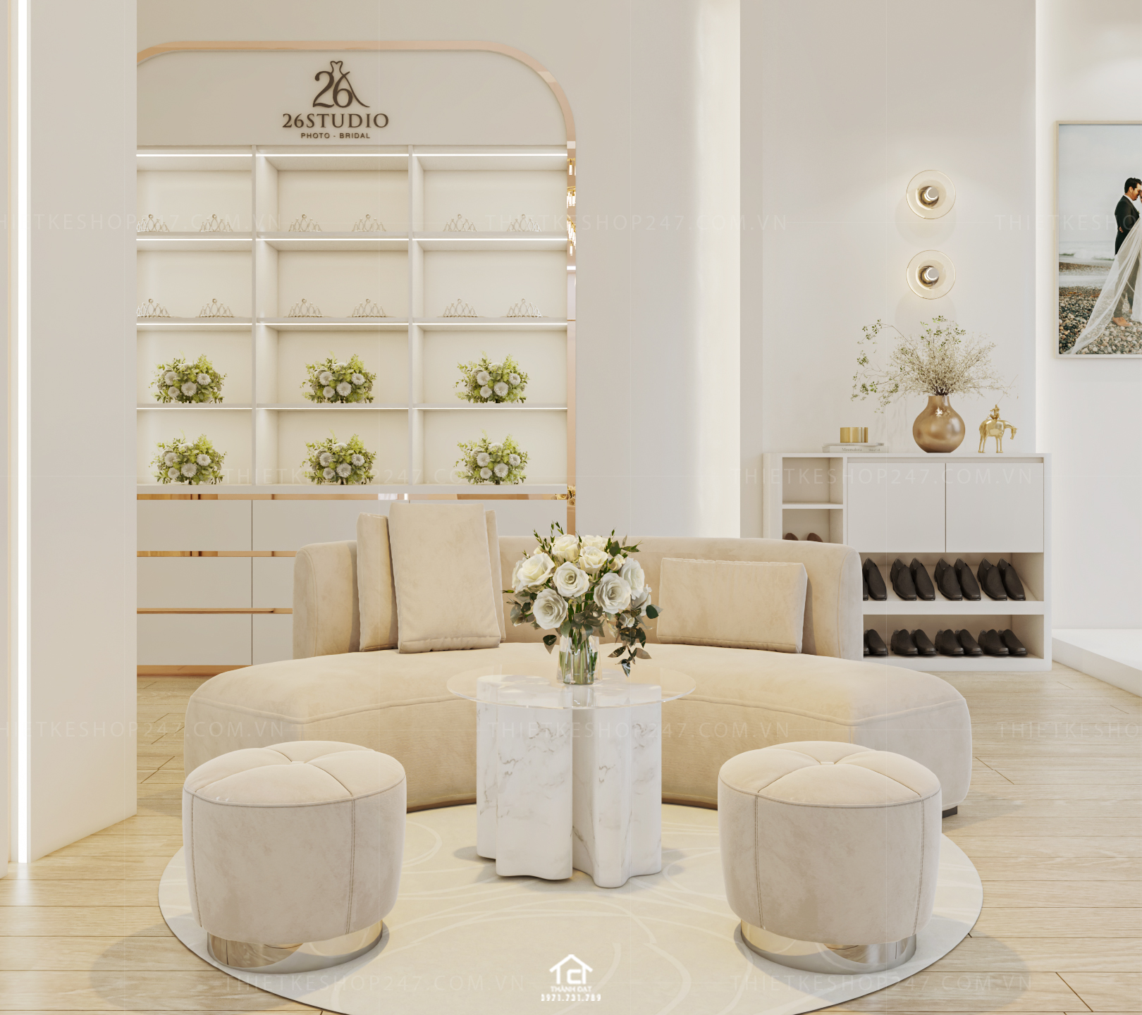 thiết kế studio áo cưới đẹp sang chảnh