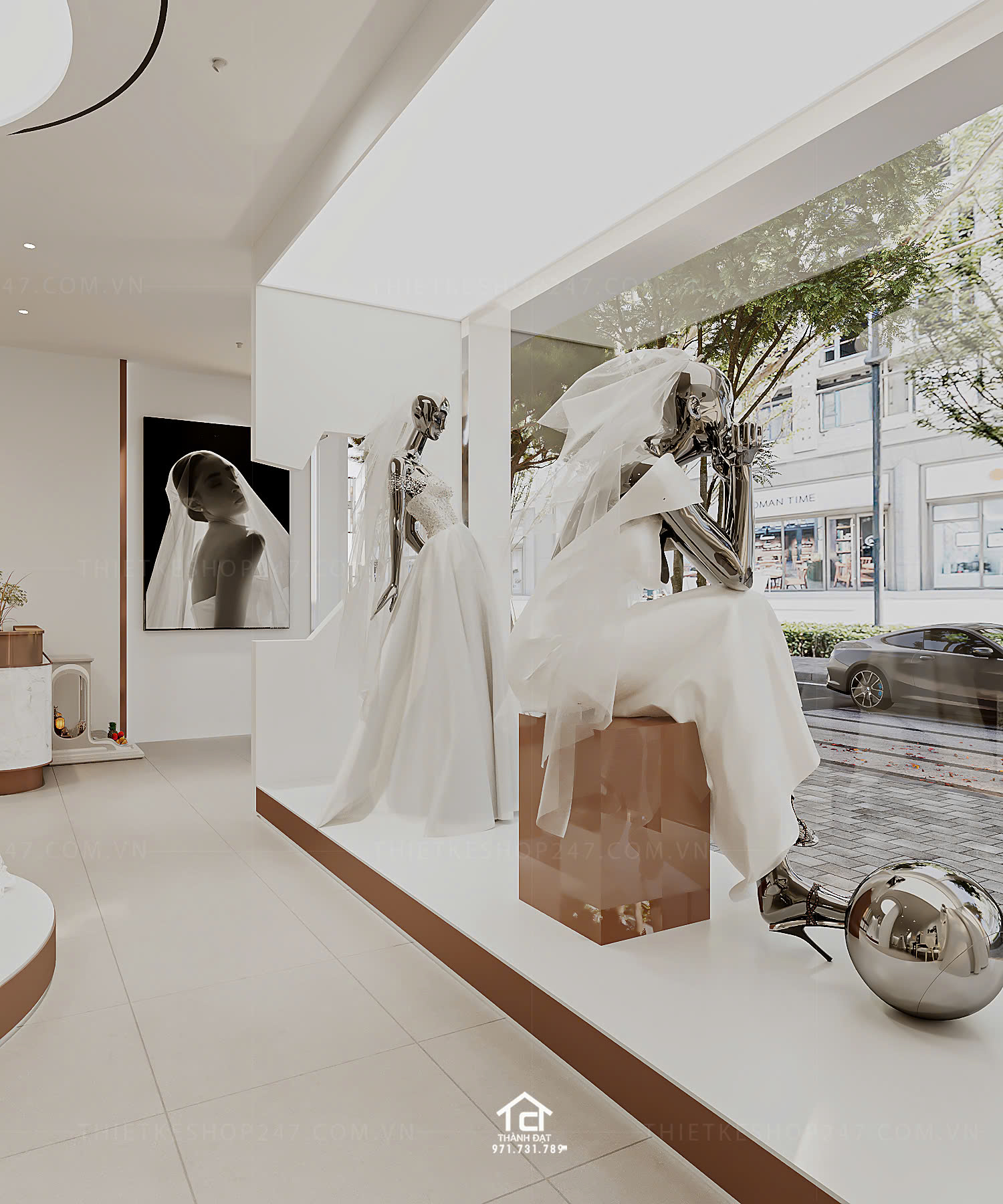 thiết kế studio áo cưới đẹp sang chảnh