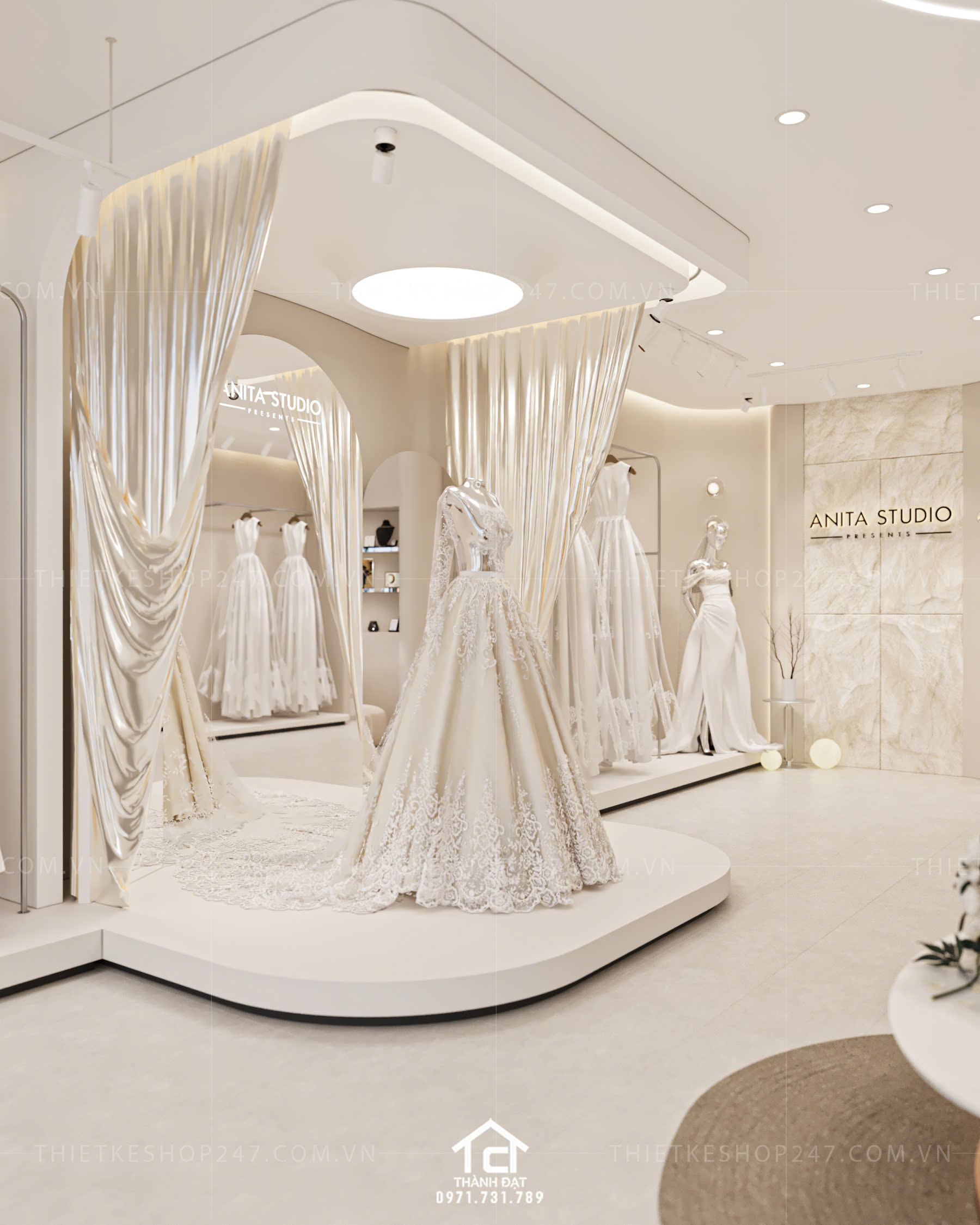 thiết kế studio áo cưới đẹp sang chảnh