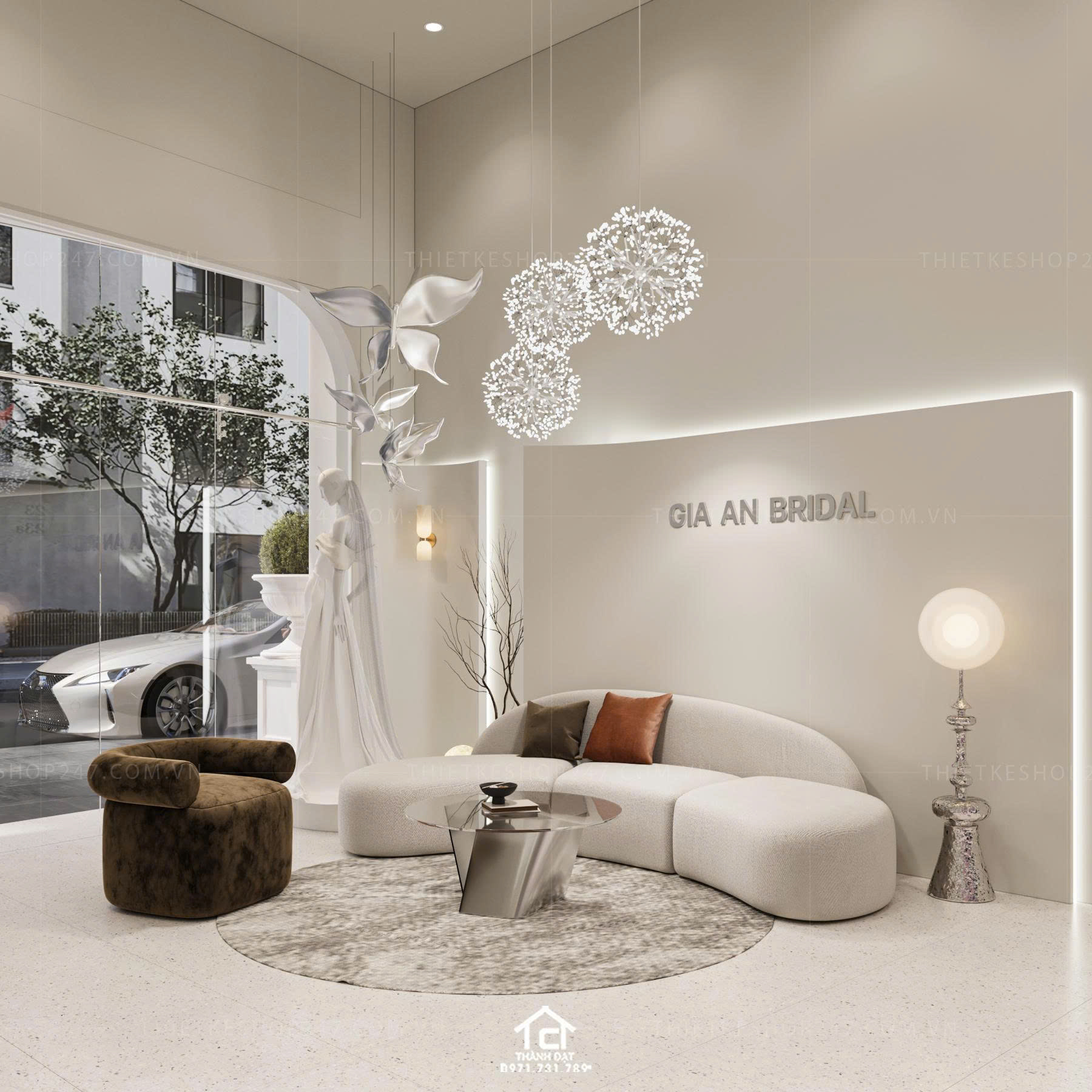 thiết kế studio áo cưới đẹp sang chảnh