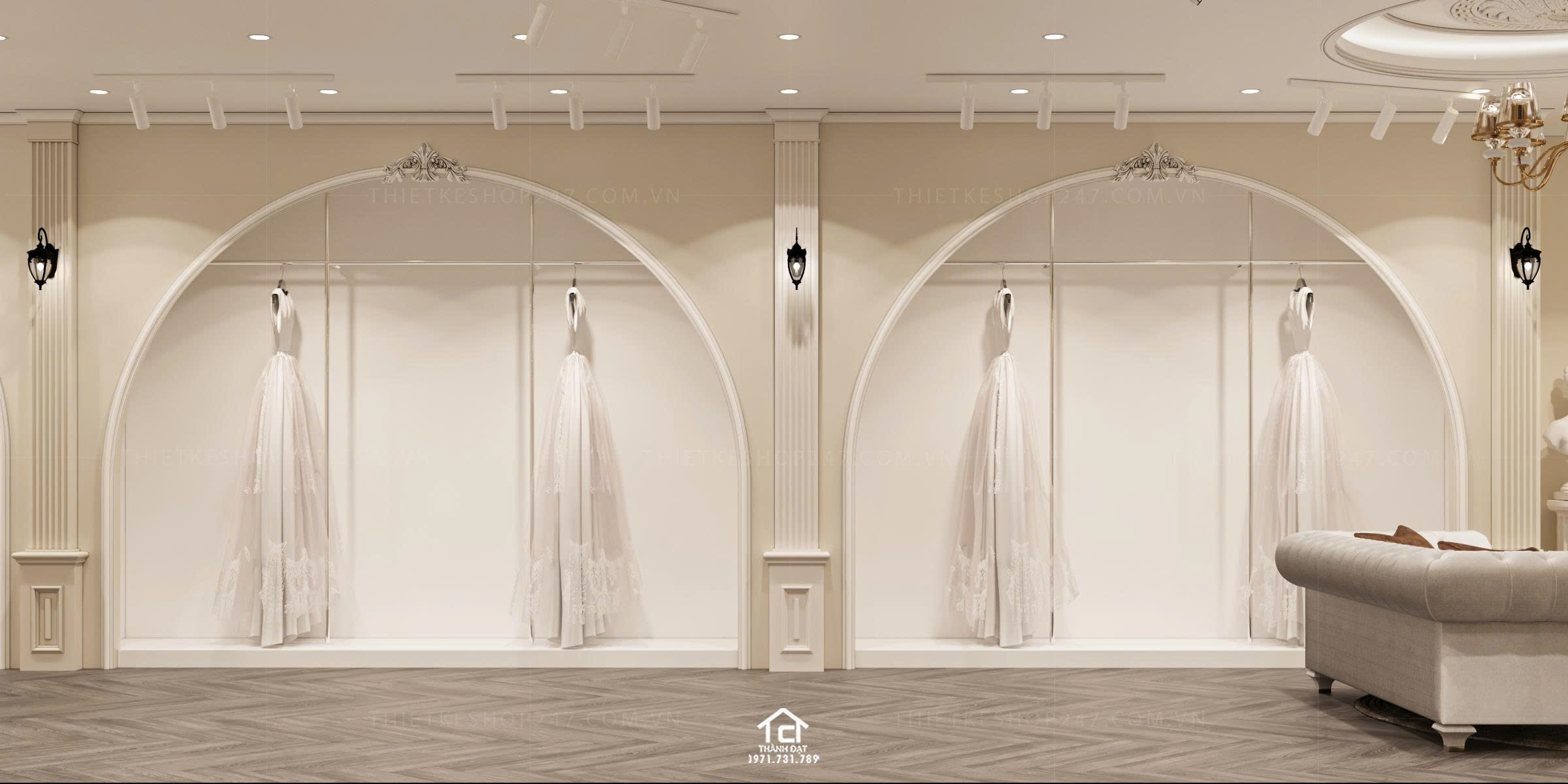 thiết kế studio áo cưới đẹp sang trọng