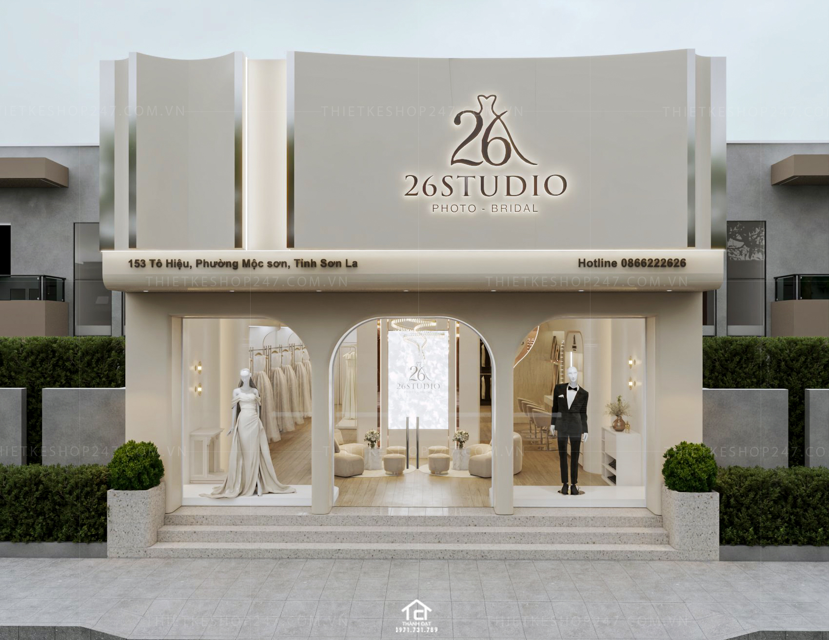 thiết kế studio áo cưới đẹp sang trọng