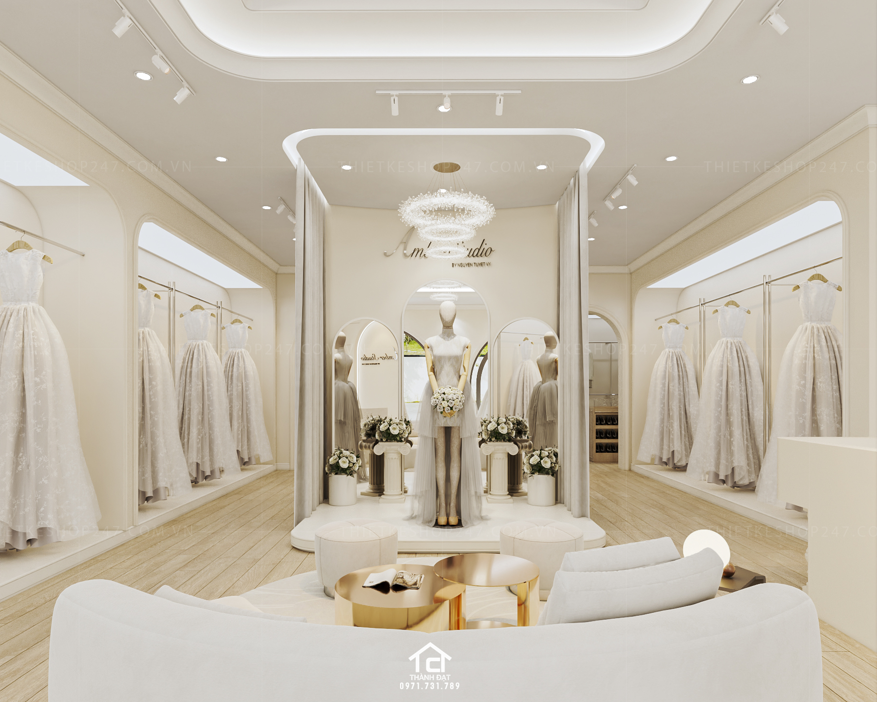 thiết kế studio áo cưới đẹp sang trọng