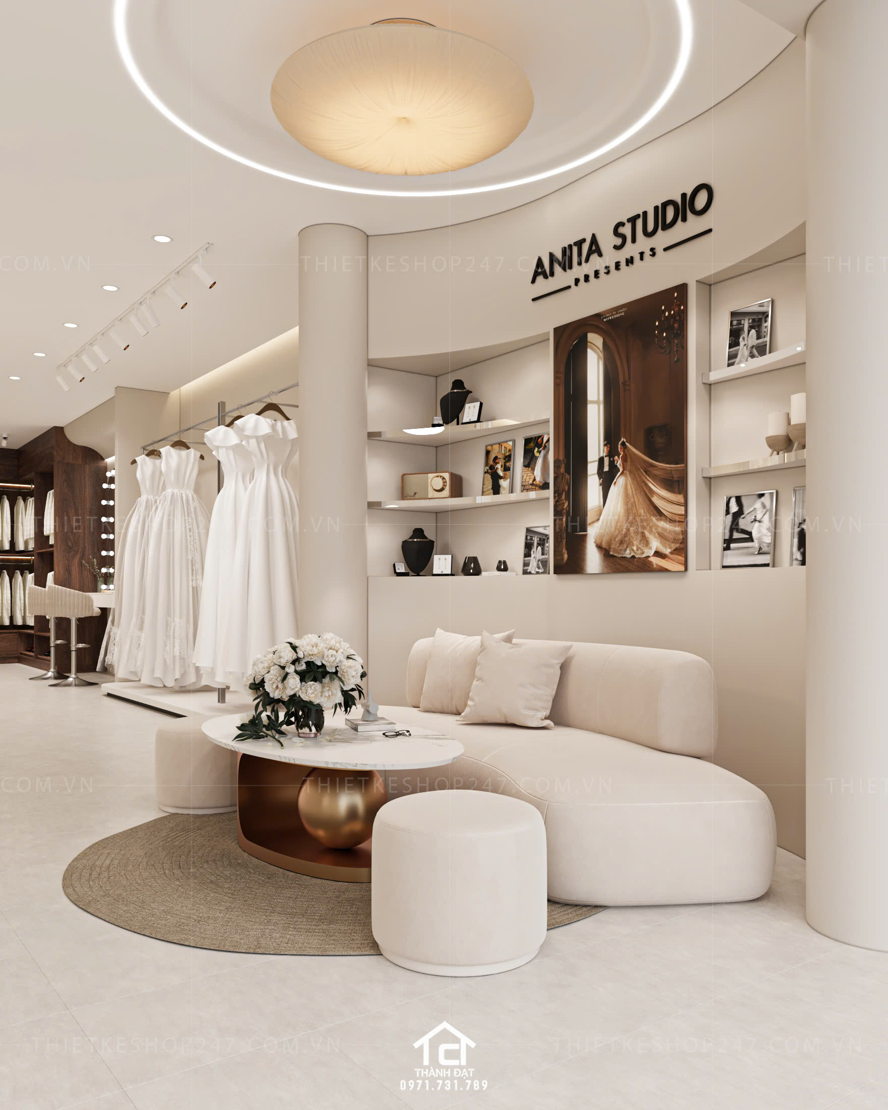 thiết kế studio áo cưới đẹp sinh động
