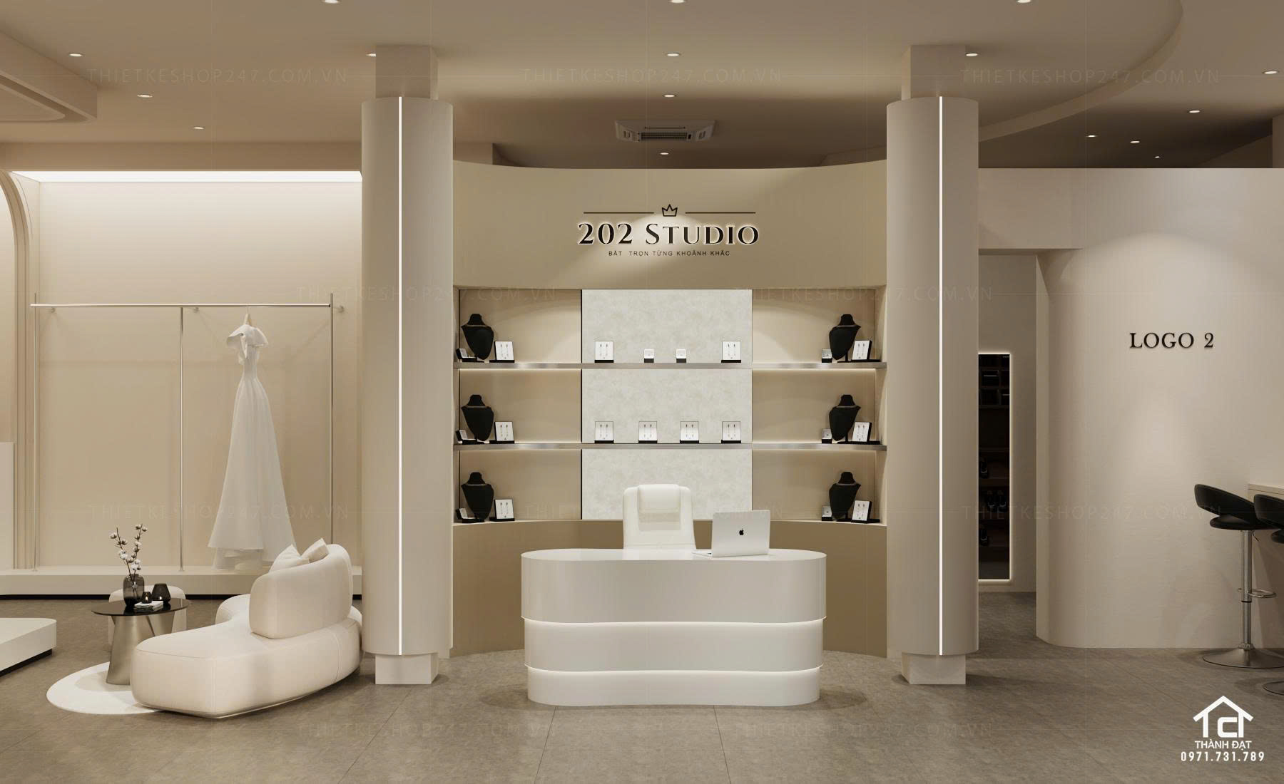 thiết kế studio áo cưới đẹp thu hút
