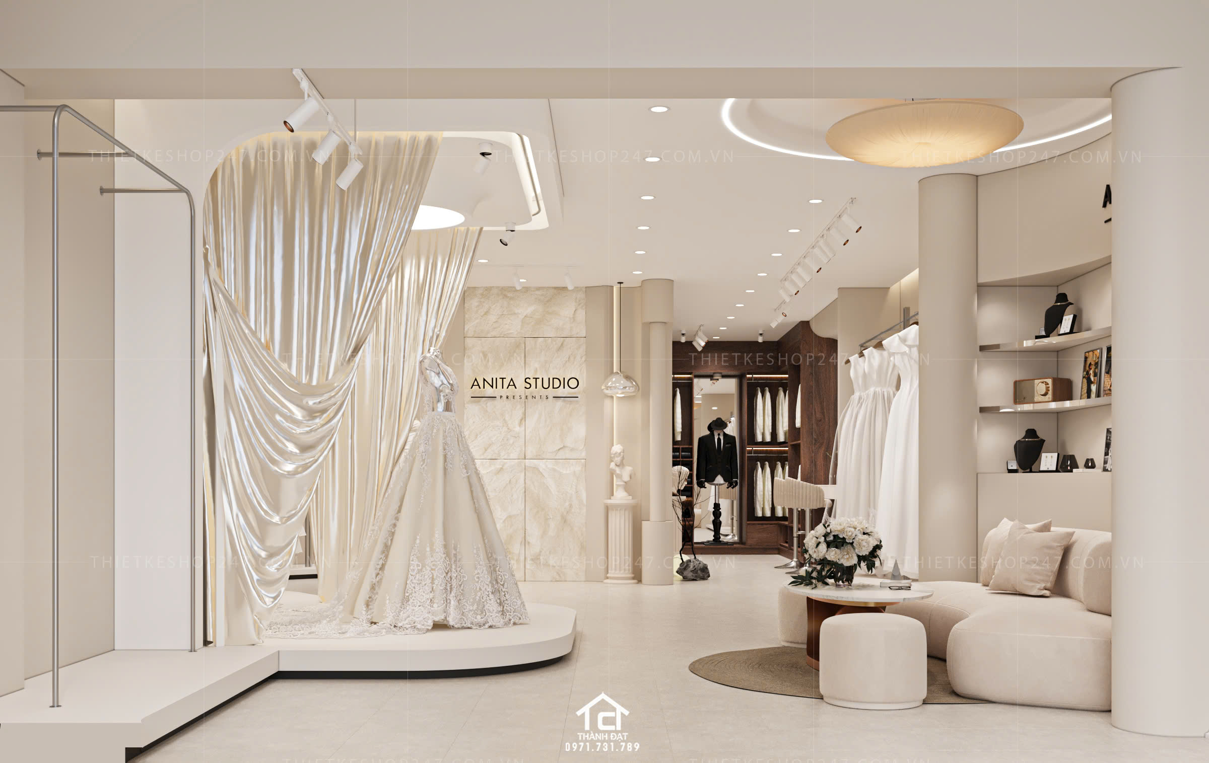 thiết kế studio áo cưới đẹp thu hút