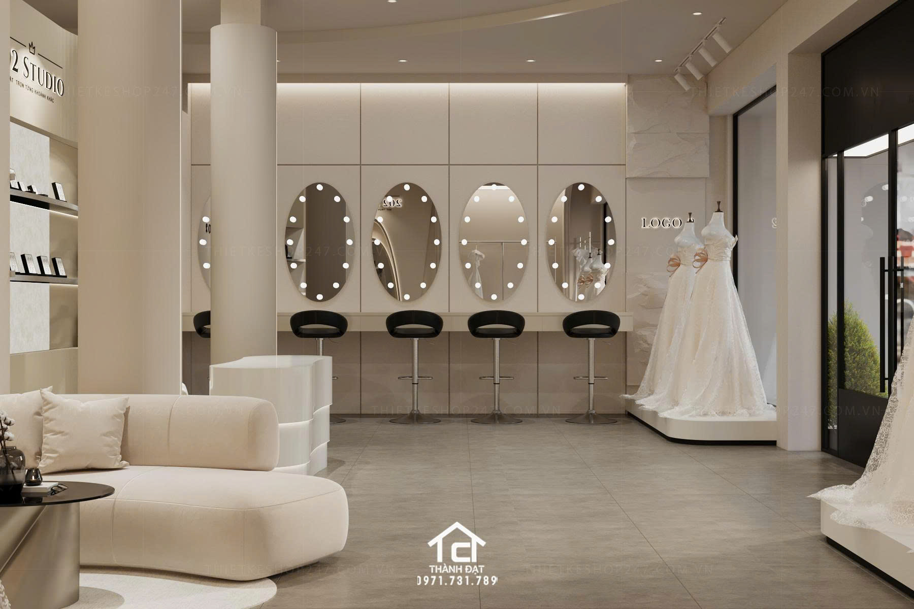 thiết kế studio áo cưới đẹp trẻ trung