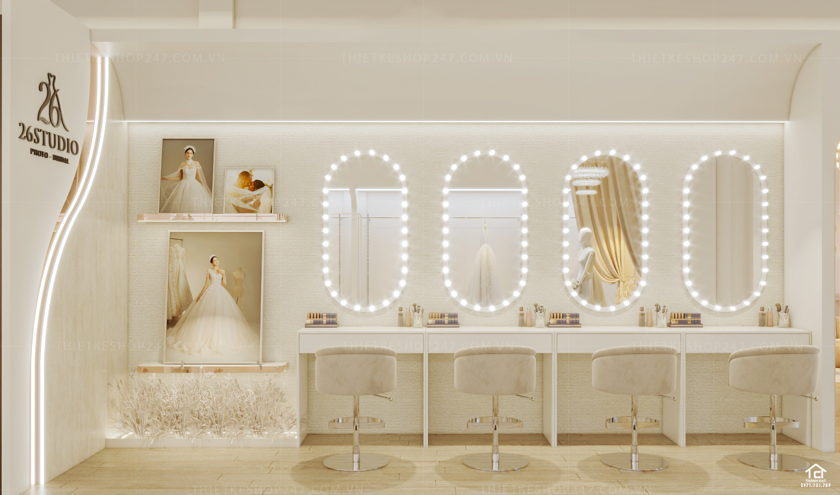 thiết kế studio áo cưới đẹp trẻ trung