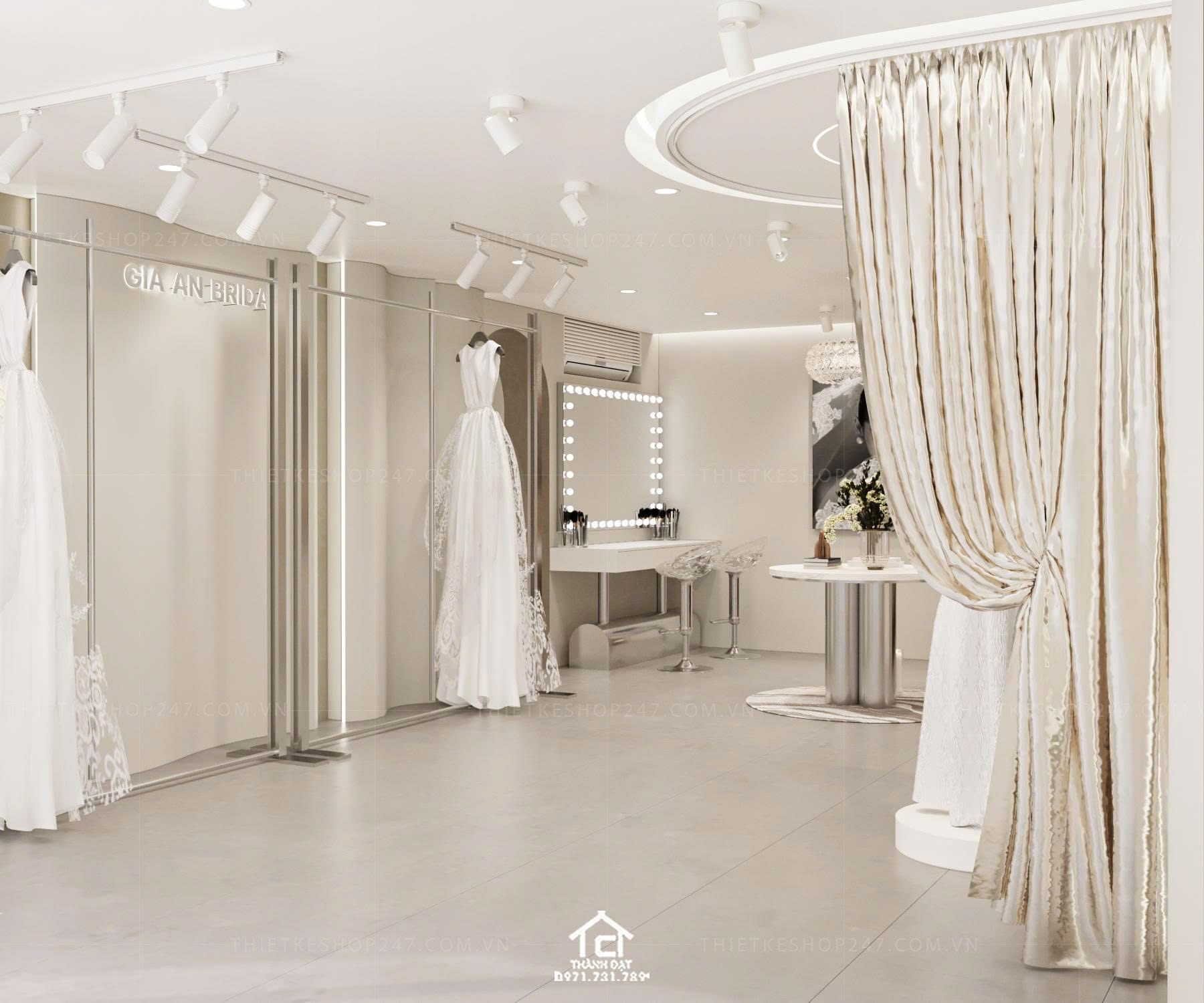 Thiết kế studio áo cưới đẹp trẻ trung