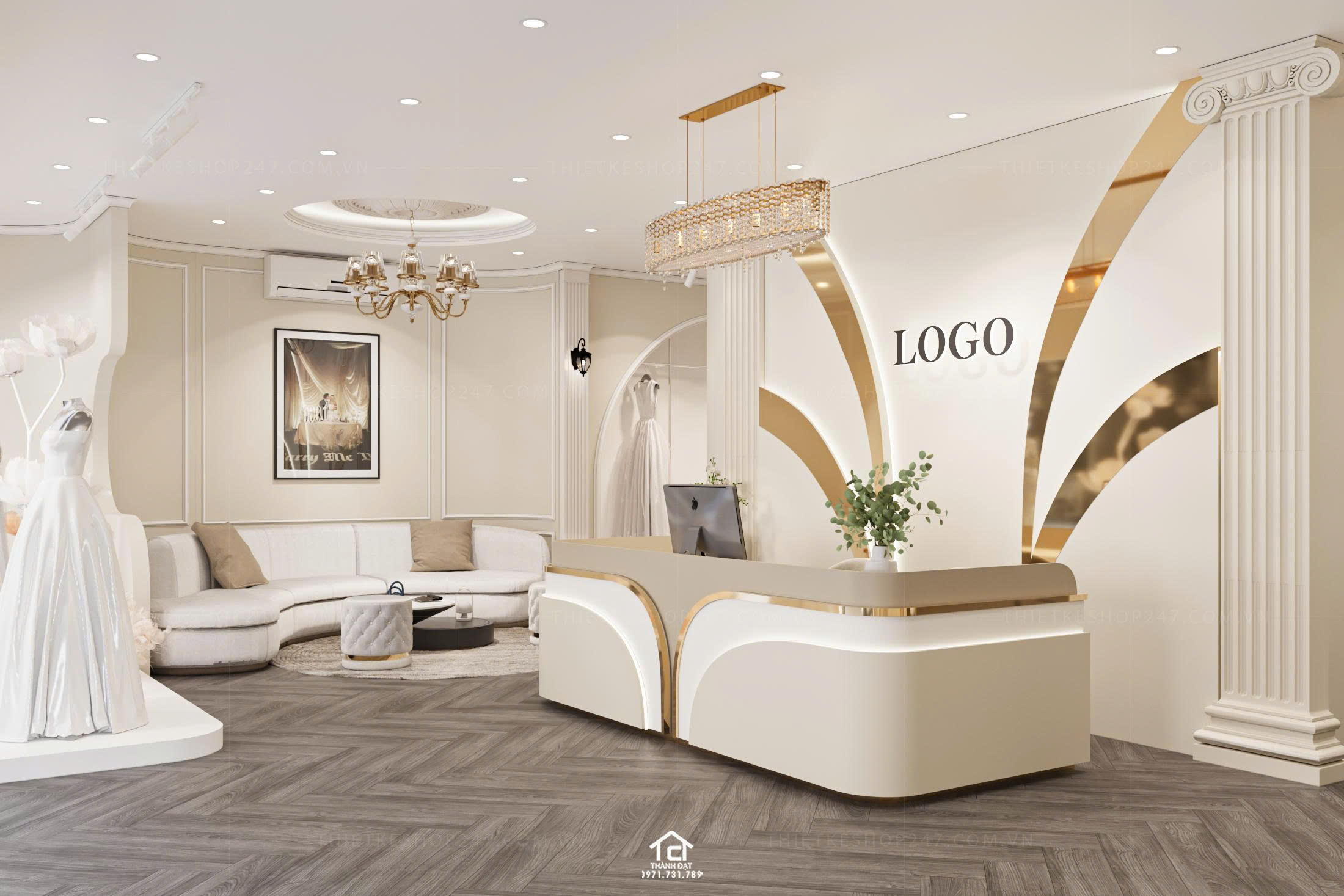 thiết kế studio áo cưới đẹp và sang