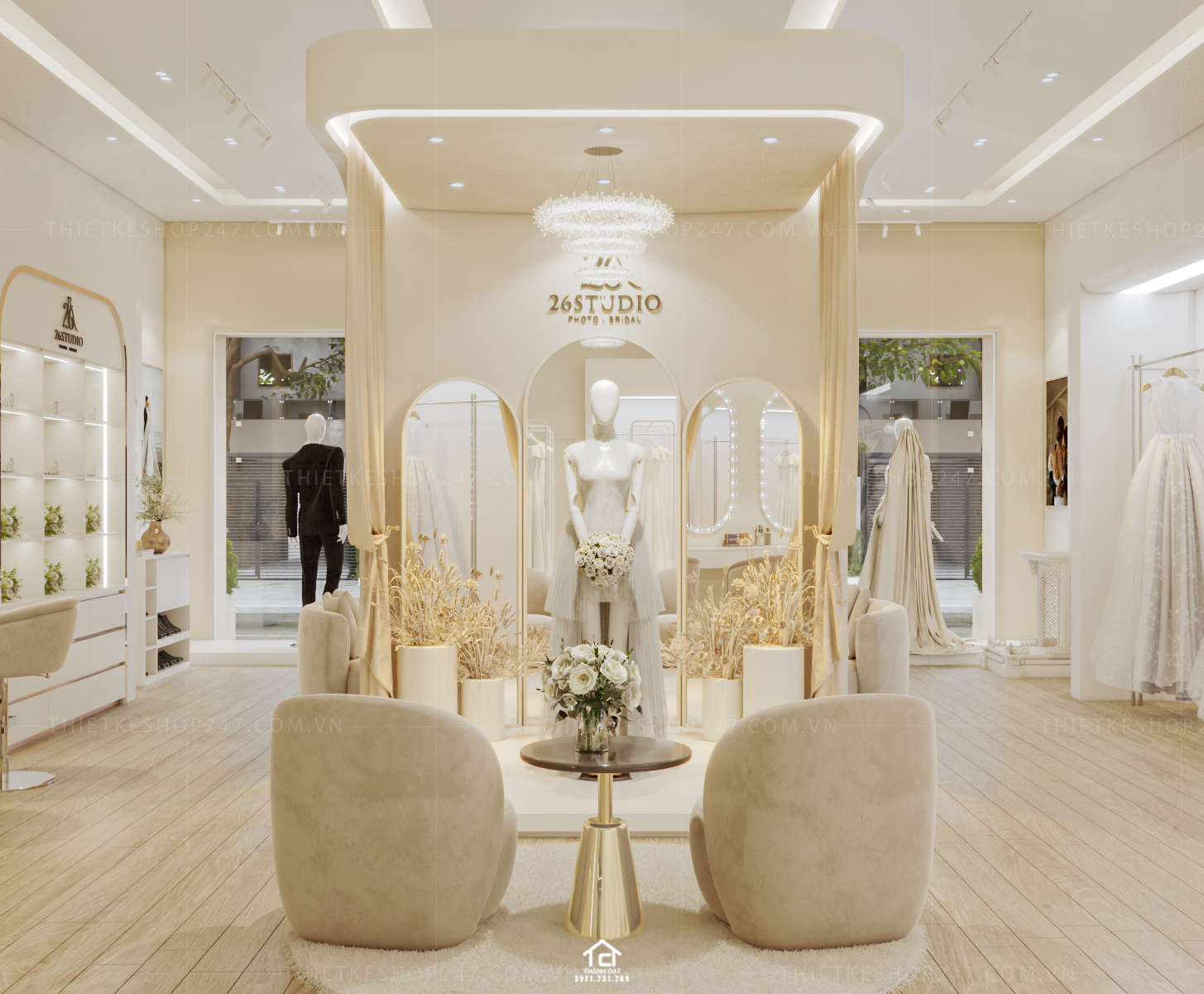 thiết kế studio áo cưới ấn tượng