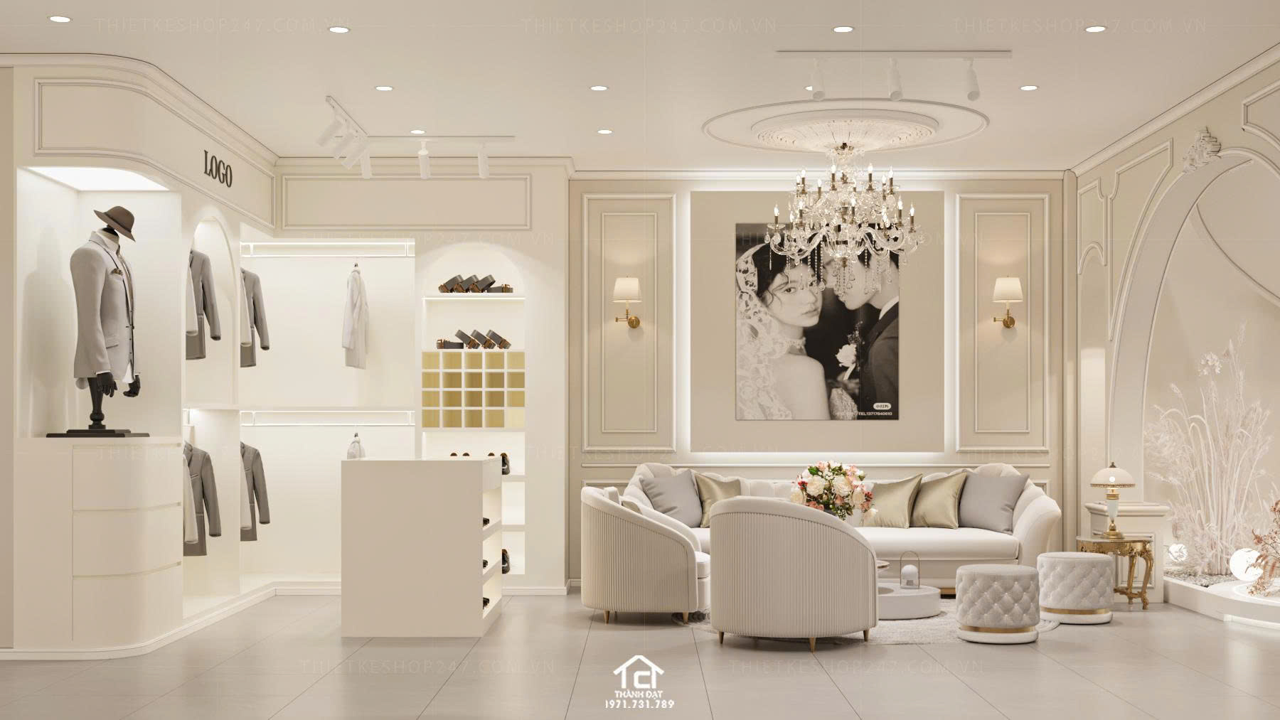 thiết kế studio áo cưới bắt mắt