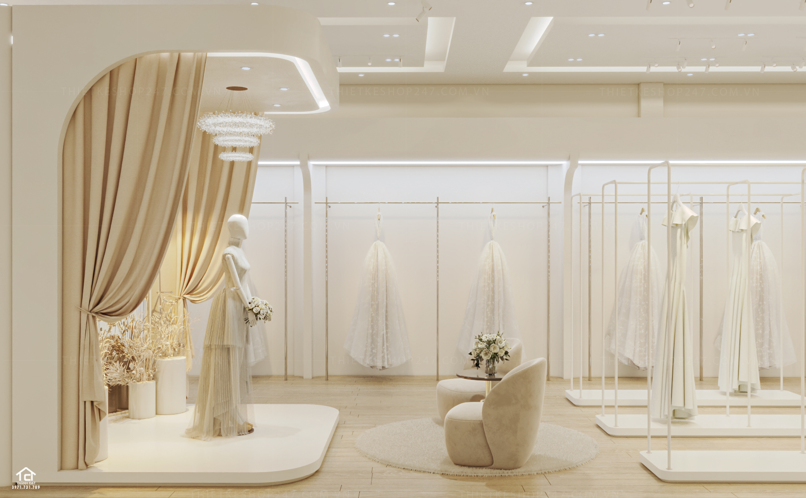 thiết kế studio áo cưới hiện đại